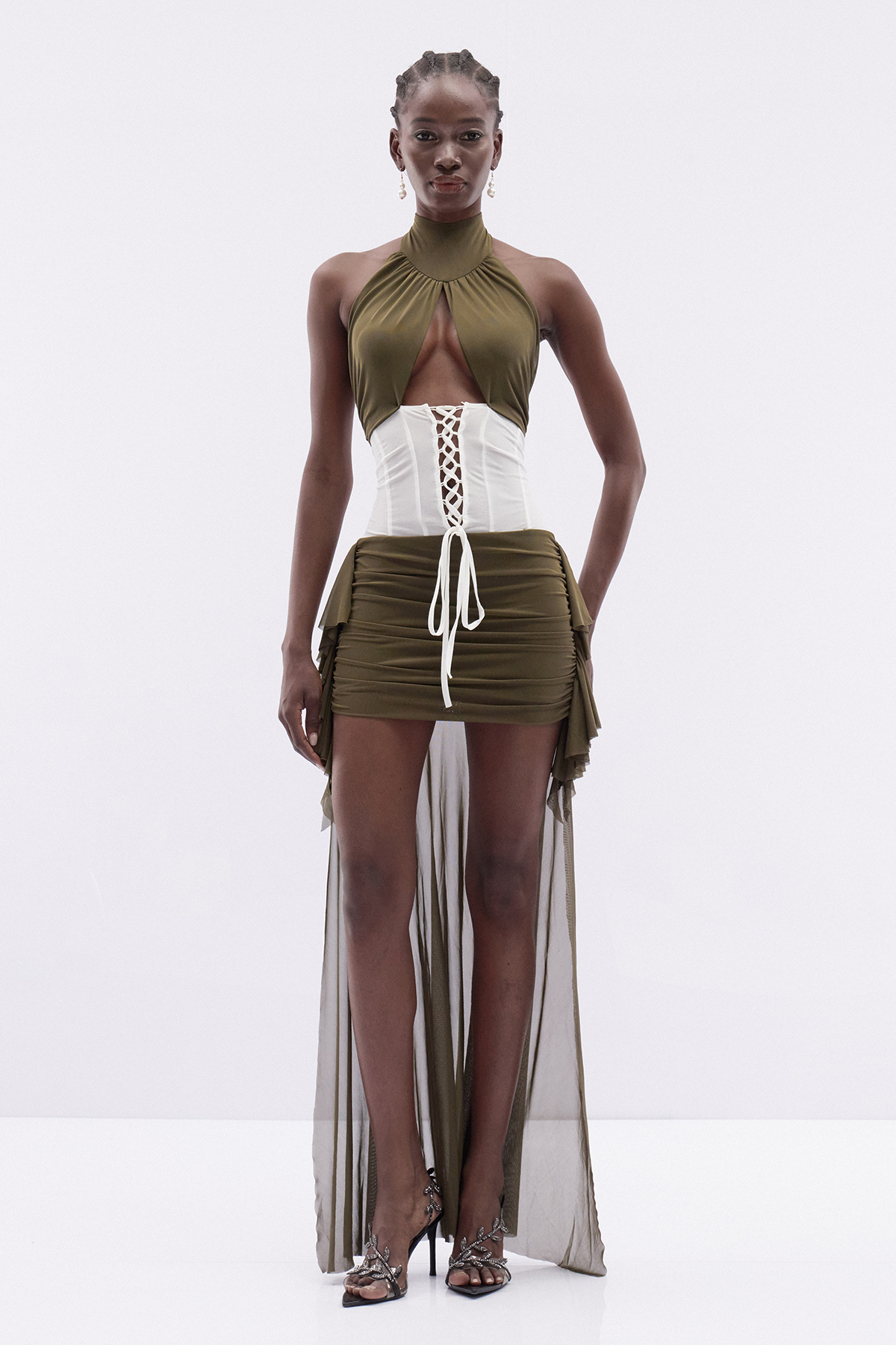 Katungi Backless Lace Up Mini Dress