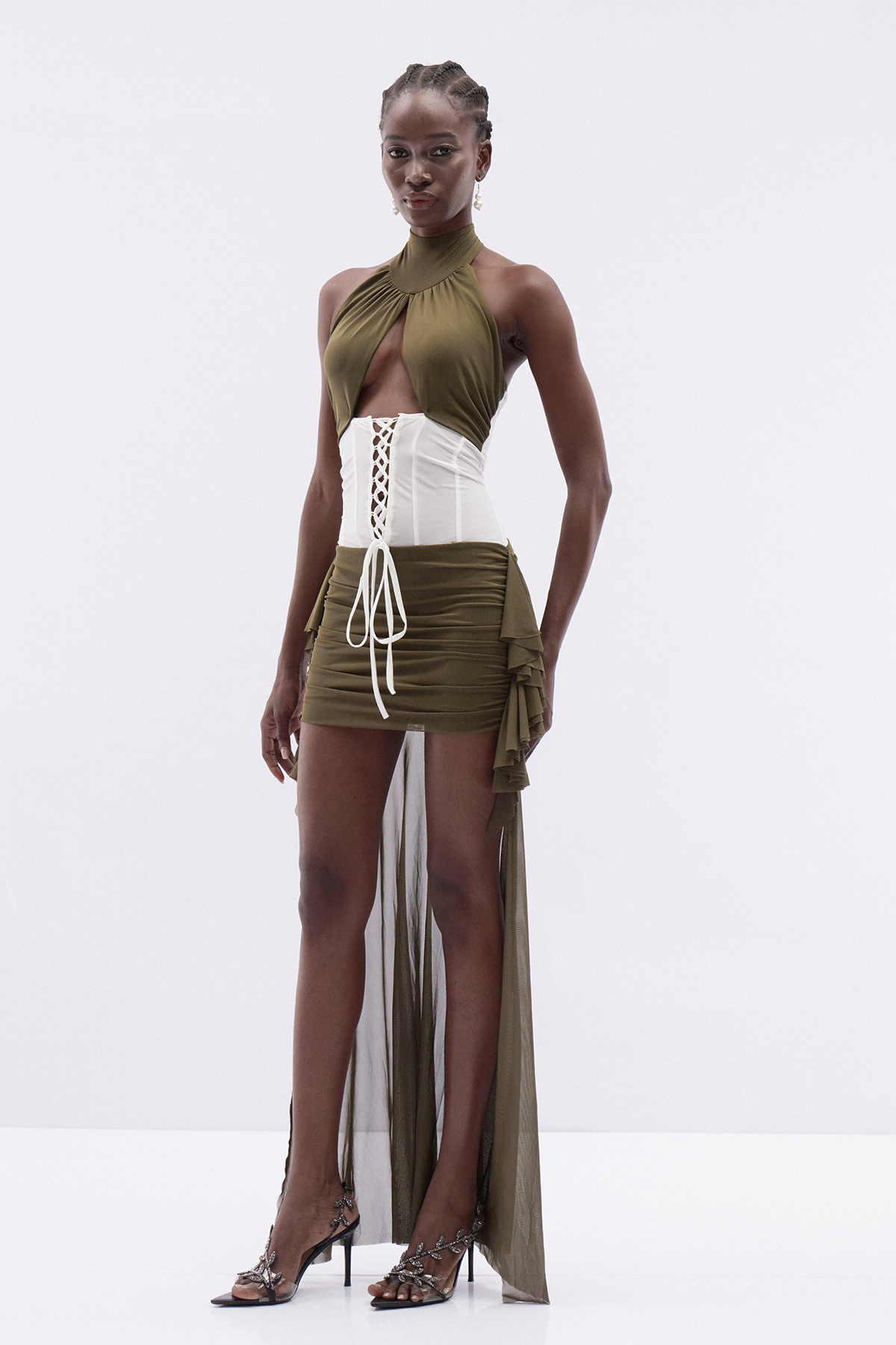 Katungi Backless Lace Up Mini Dress