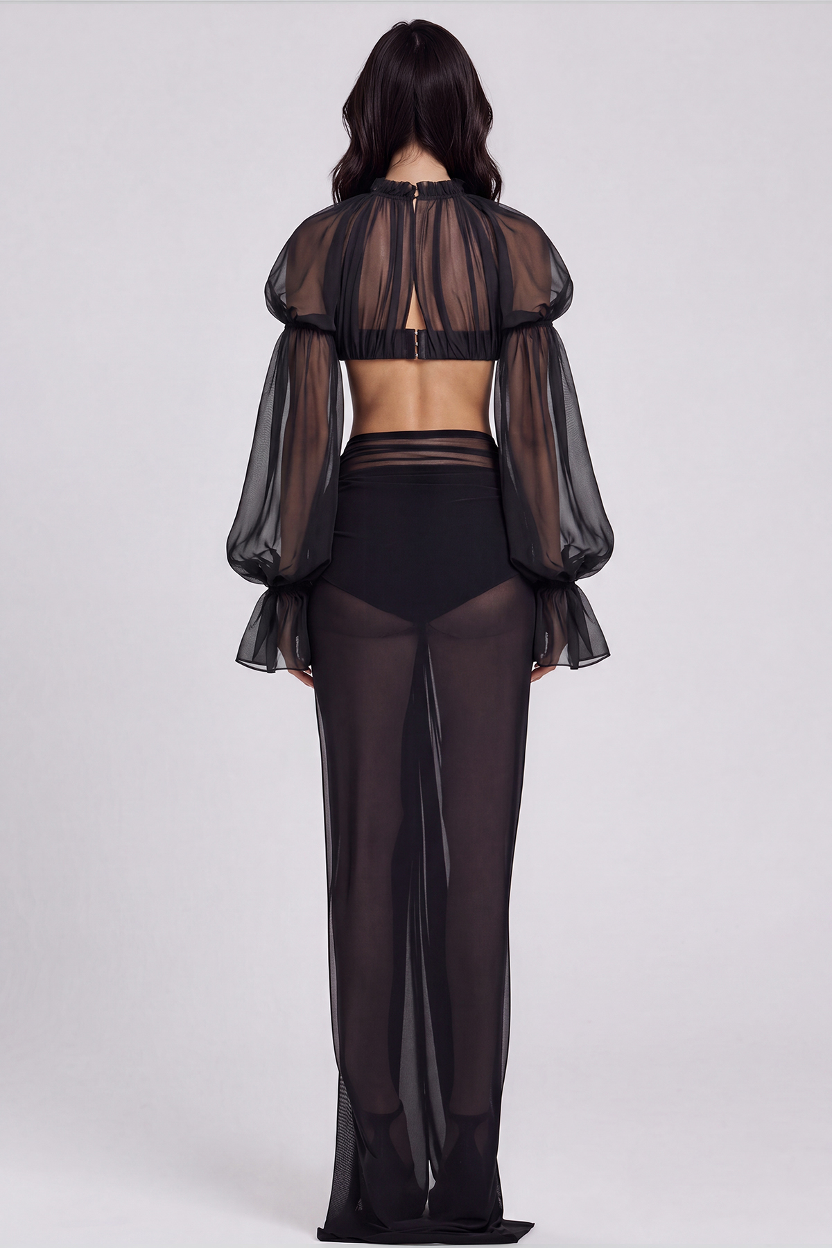 Katz Crop Mesh Ruch Skirt Set