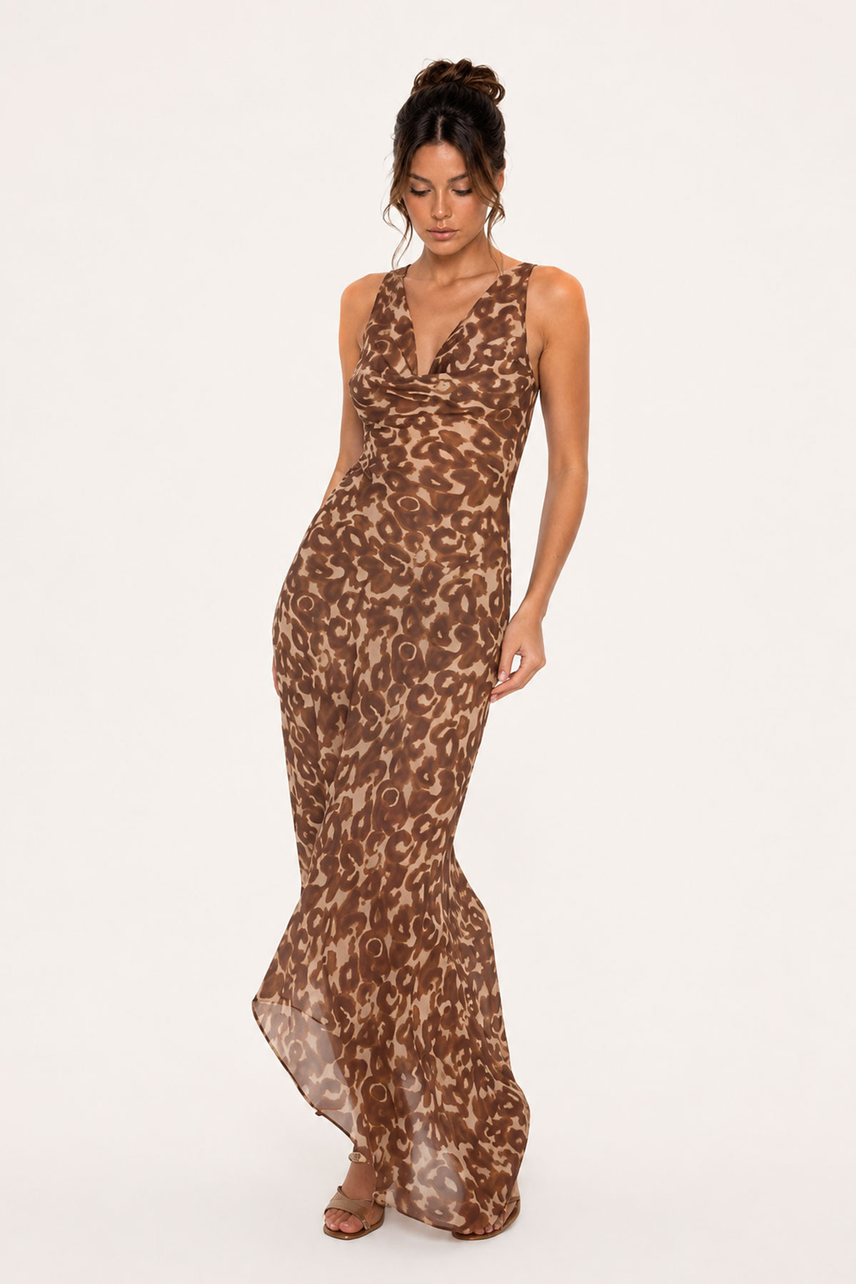 Kaula Cowl Neck Print Maxi Dress