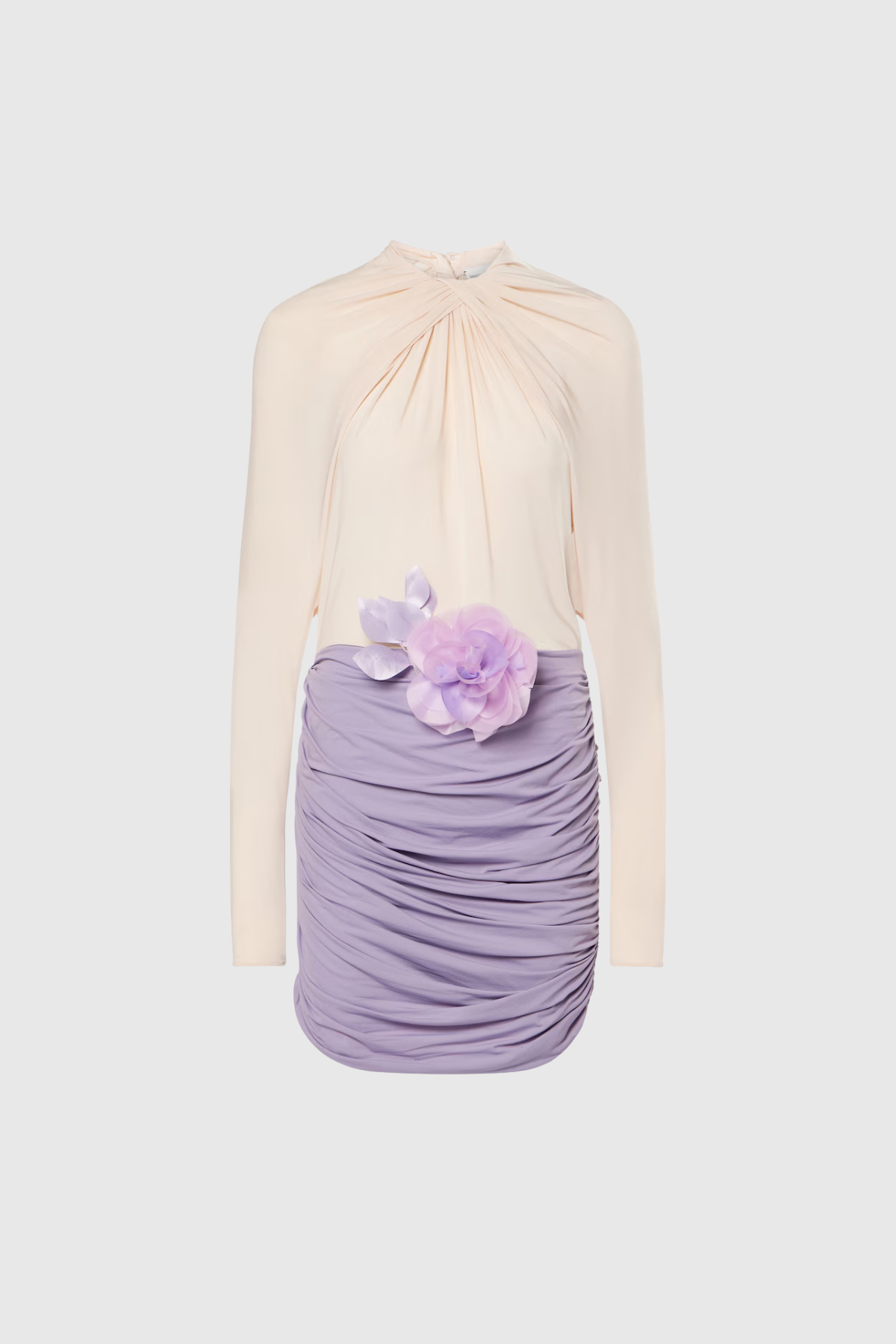 Kaur Long Sleeve Ruch Flower Mini Dress