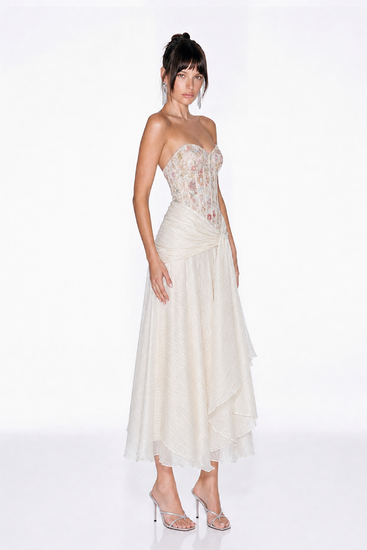 Kaushal Strapless Embroidered Floral Maxi Dress