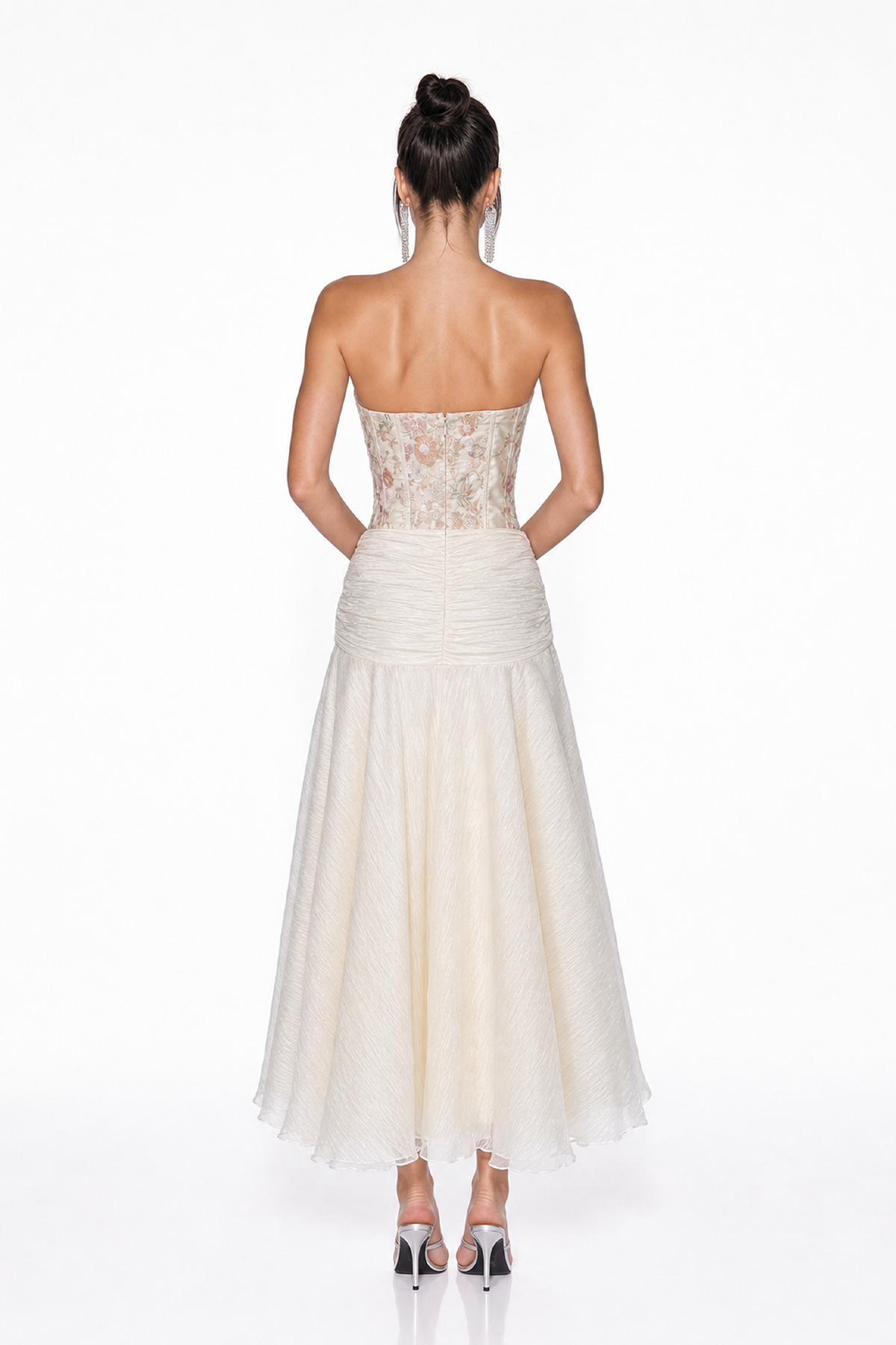 Kaushal Strapless Embroidered Floral Maxi Dress