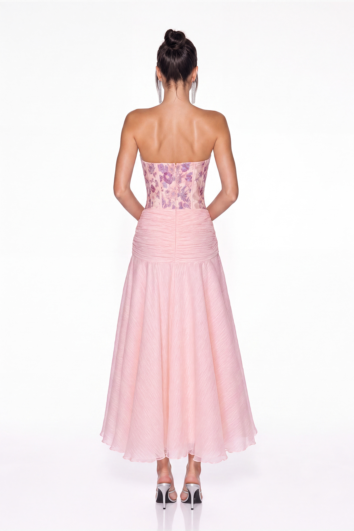 Kaushal Strapless Embroidered Floral Maxi Dress In Pink