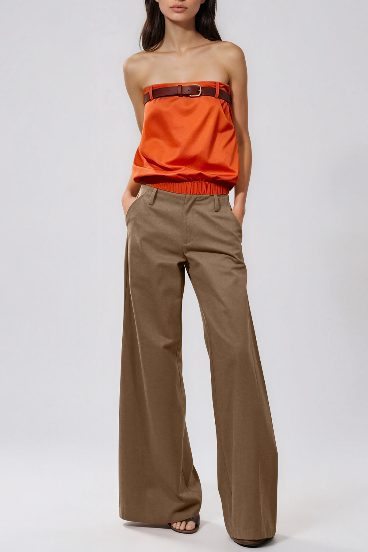Kaveh Strapless Belt Pants Set