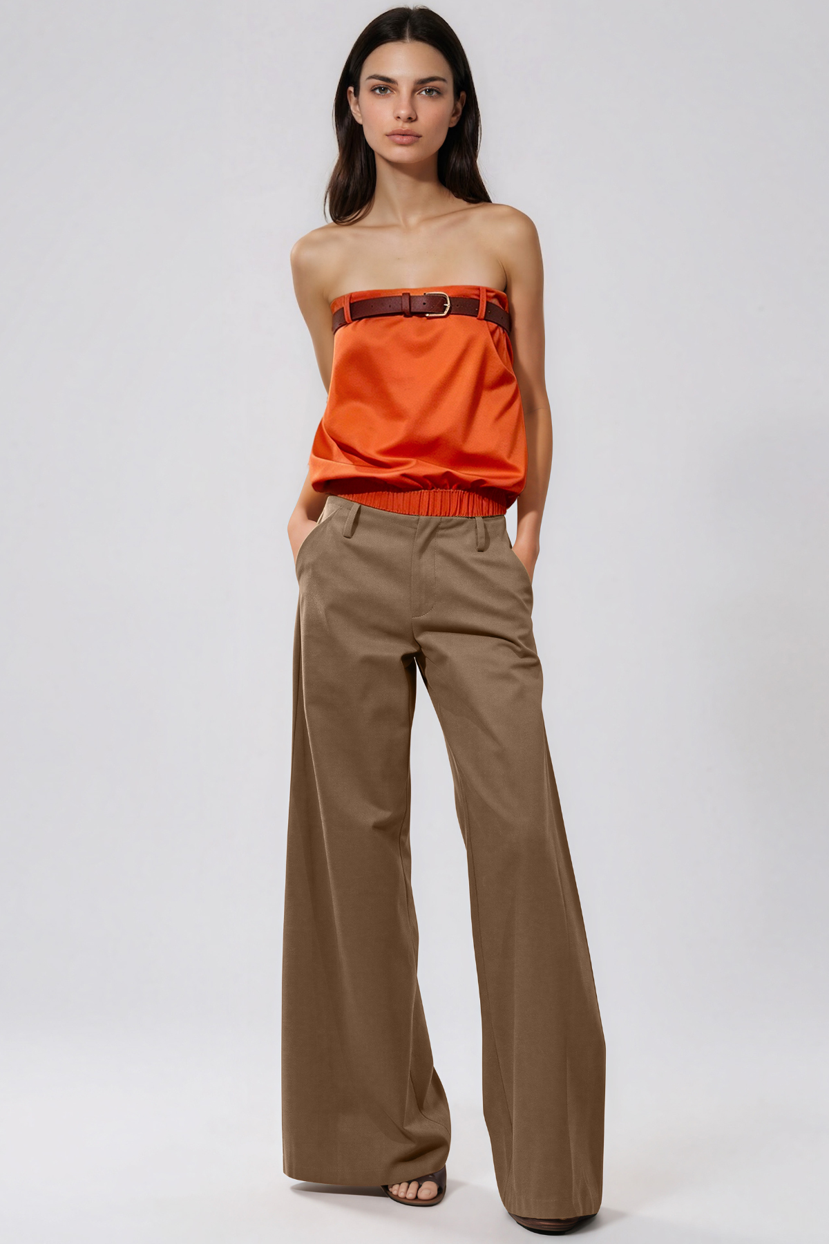 Kaveh Strapless Belt Pants Set