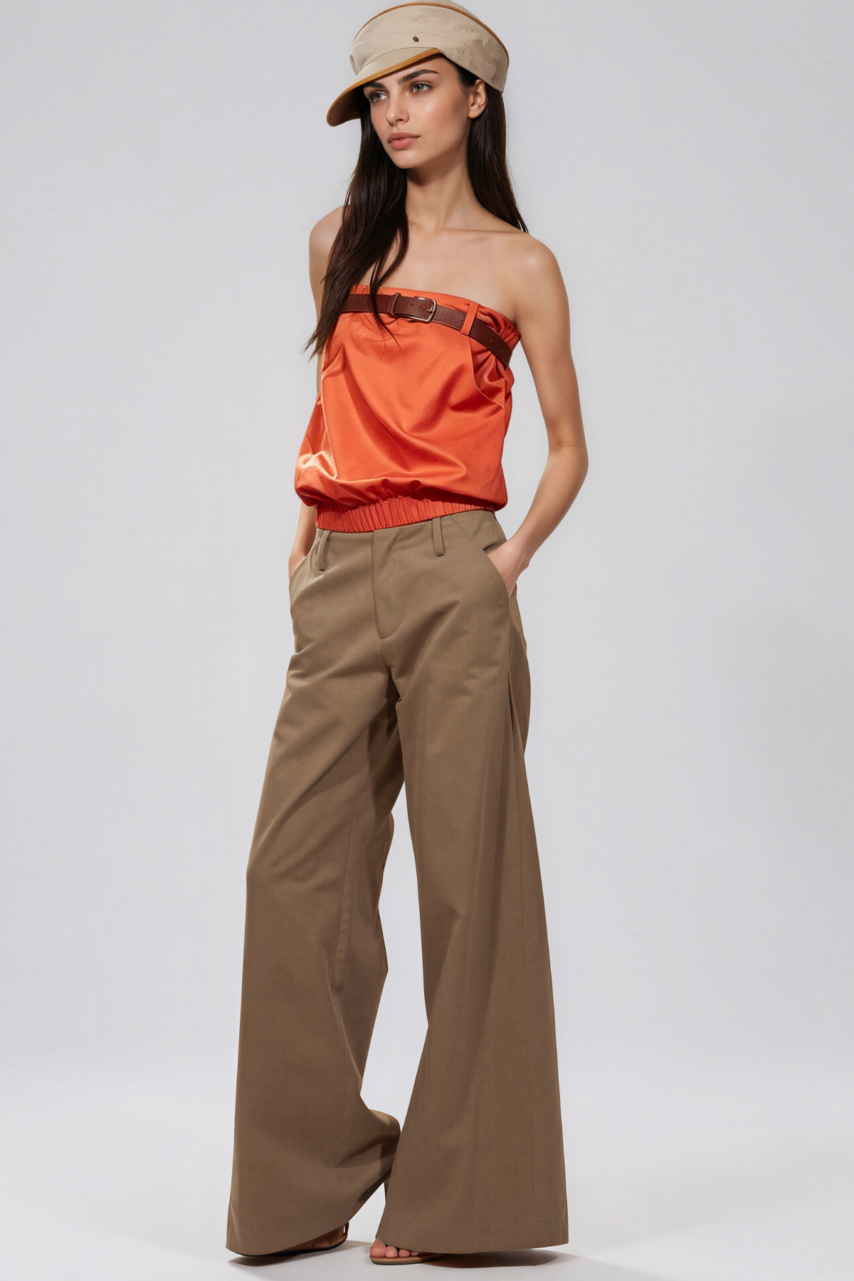 Kaveh Strapless Belt Pants Set