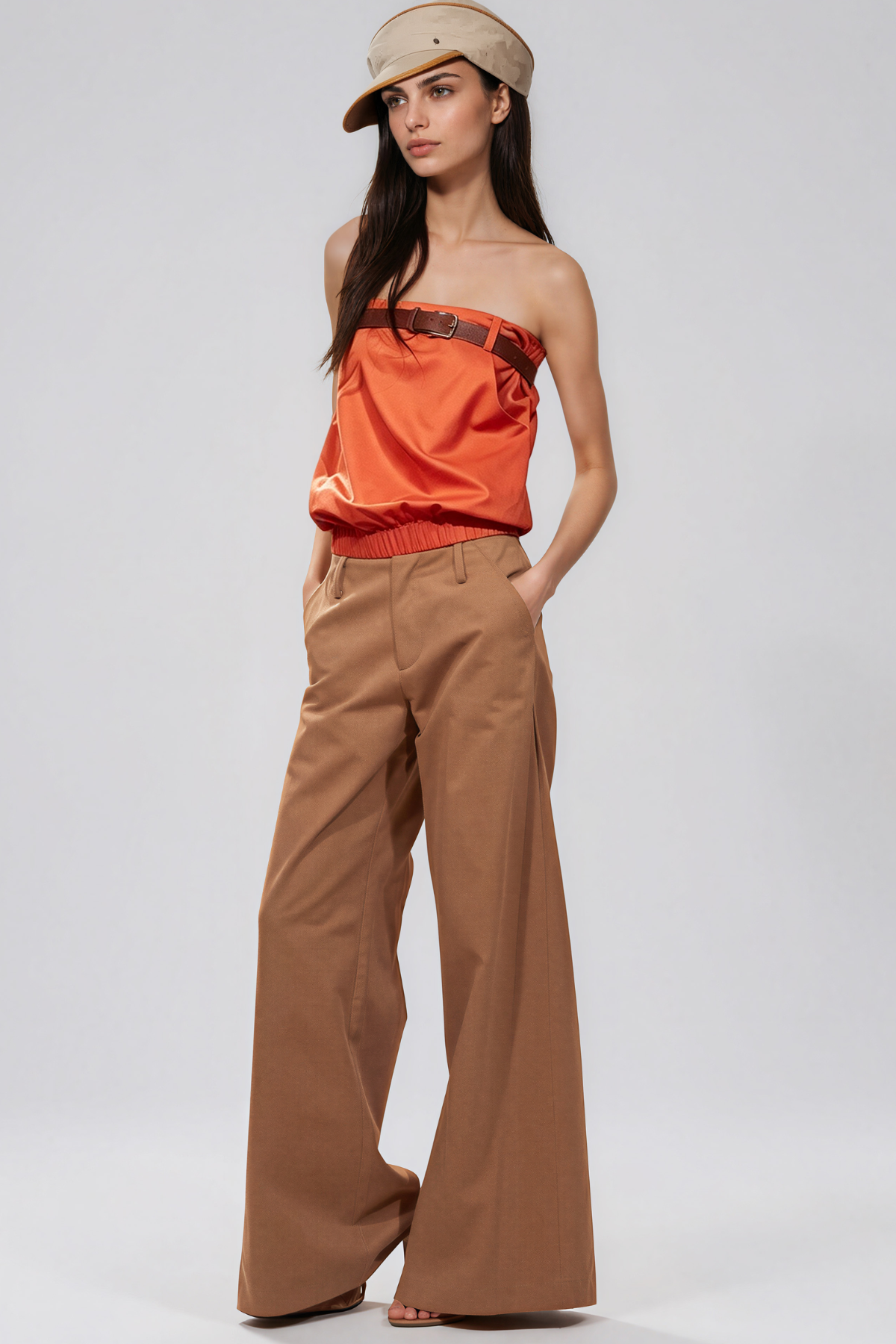 Kaveh Strapless Belt Pants Set