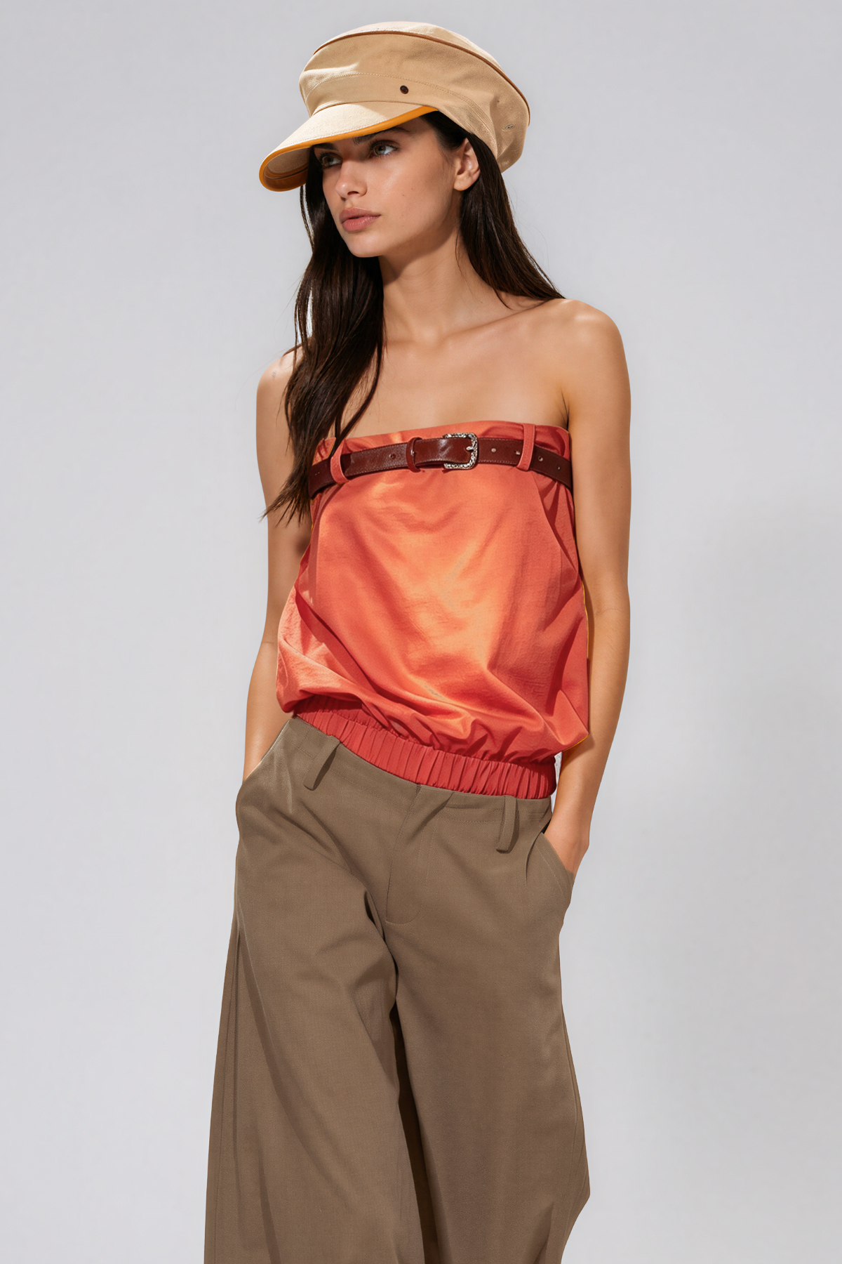 Kaveh Strapless Belt Pants Set