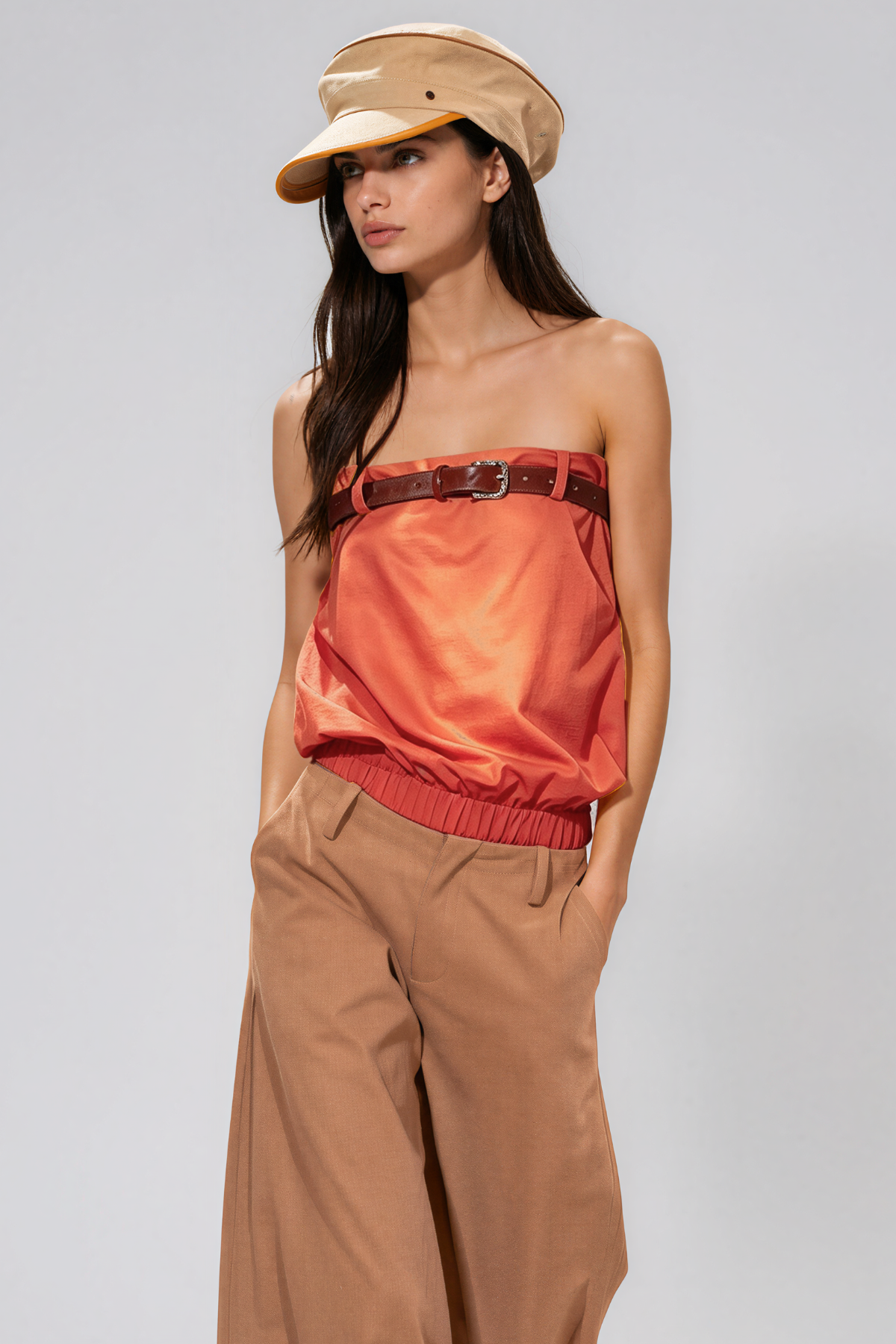 Kaveh Strapless Belt Pants Set