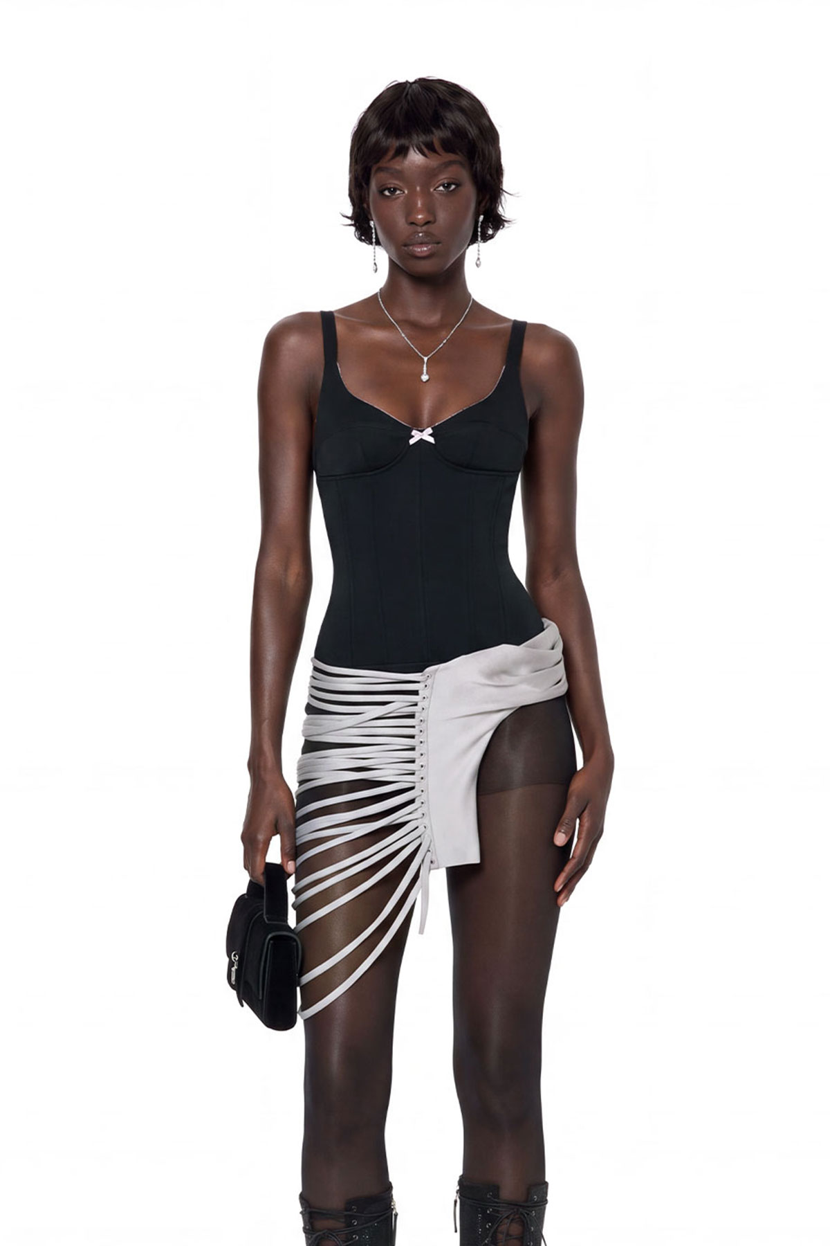 Kavi Lace Up Corset Mini Dress