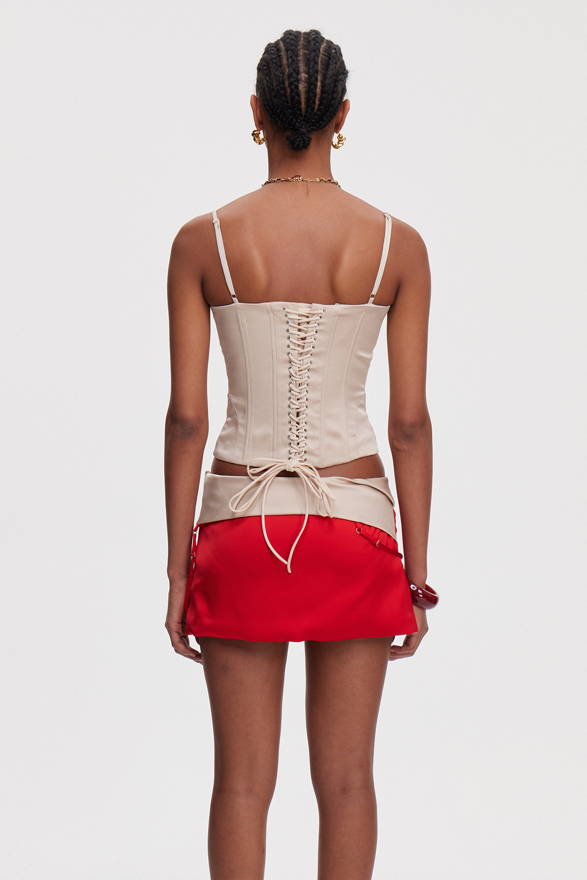 Kavi Spaghetti Corset Split Skirt Set