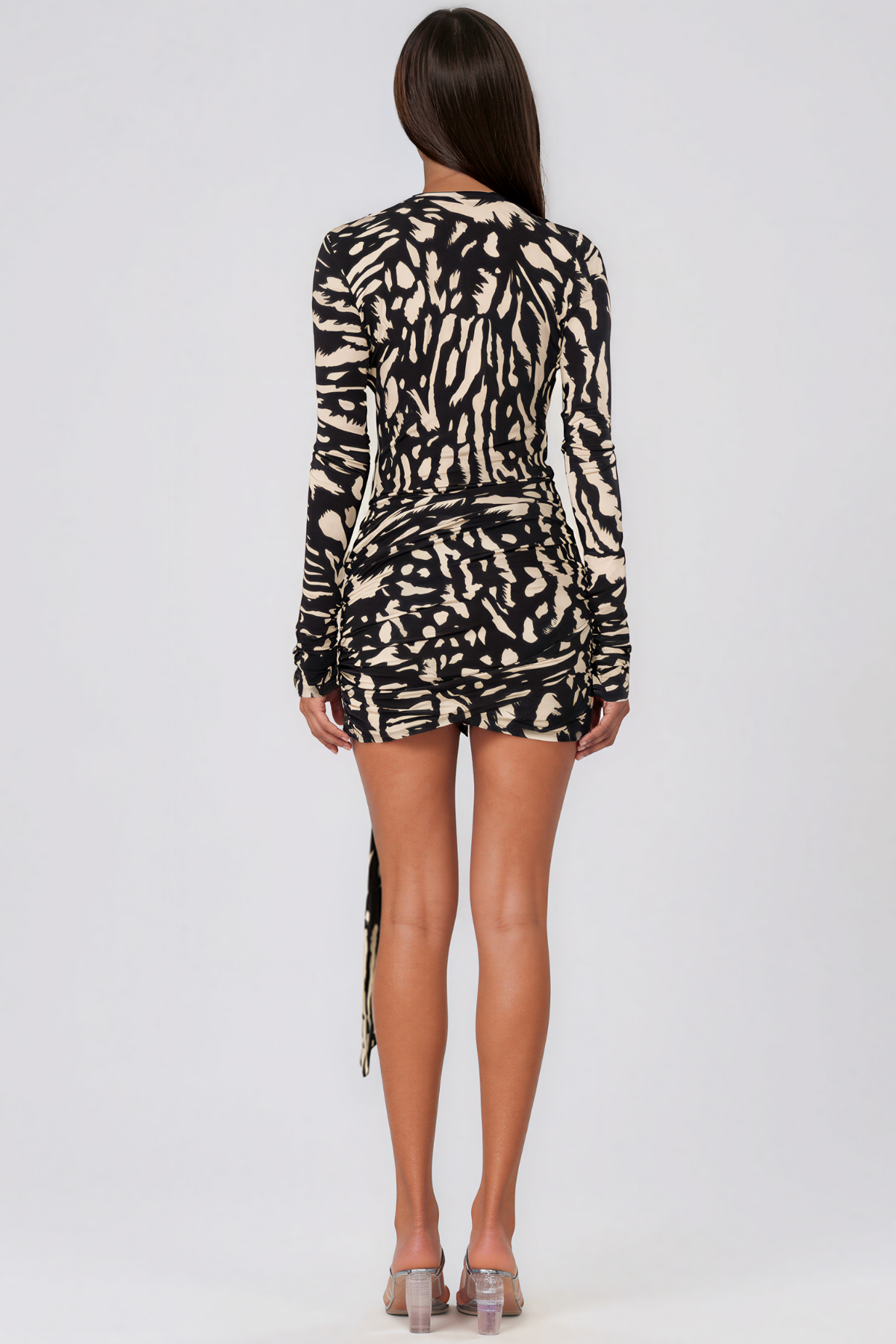 Kavin Long Sleeve Zebra Print Mini Dress