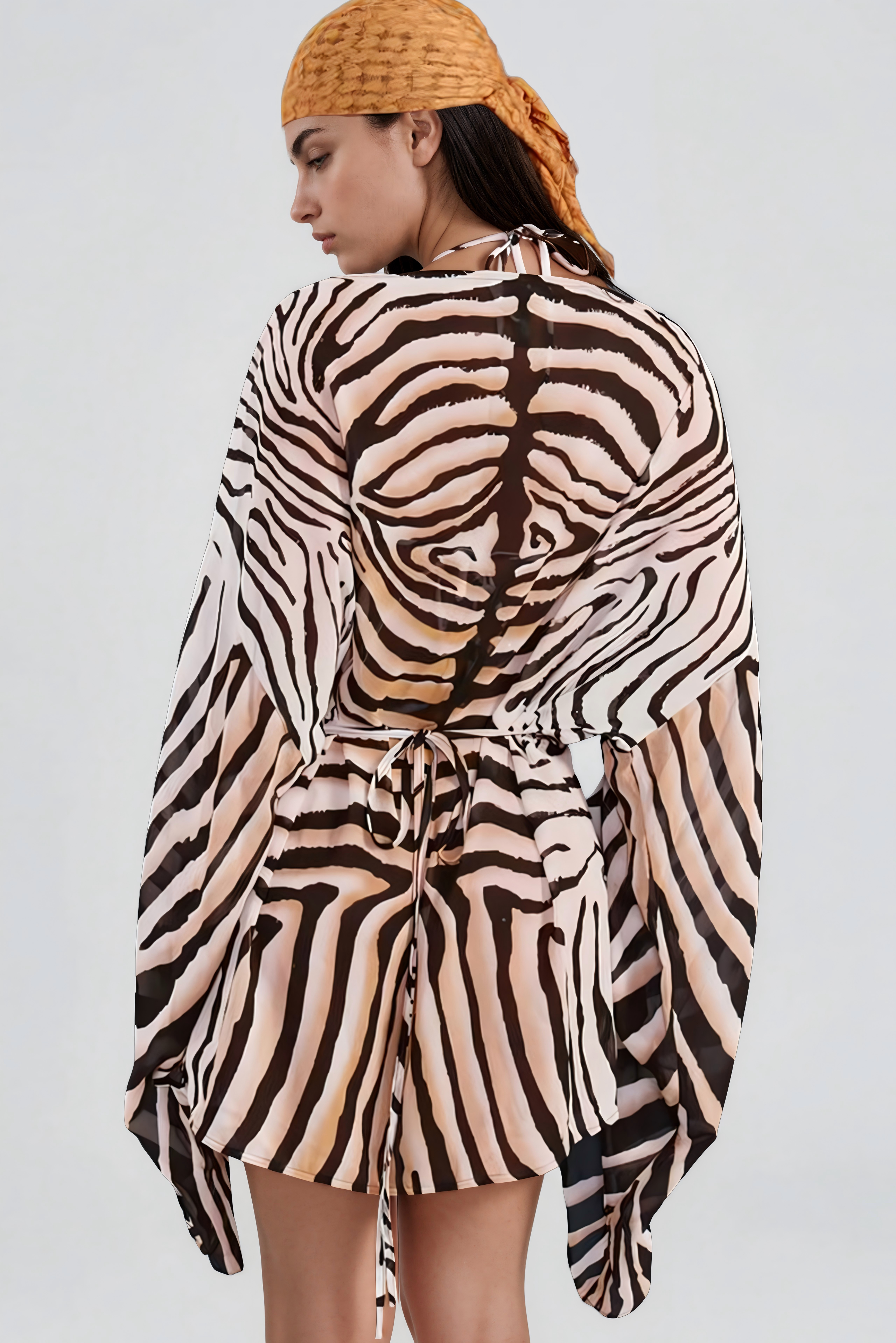 Kavin Zebra Print Mesh Mini Dress