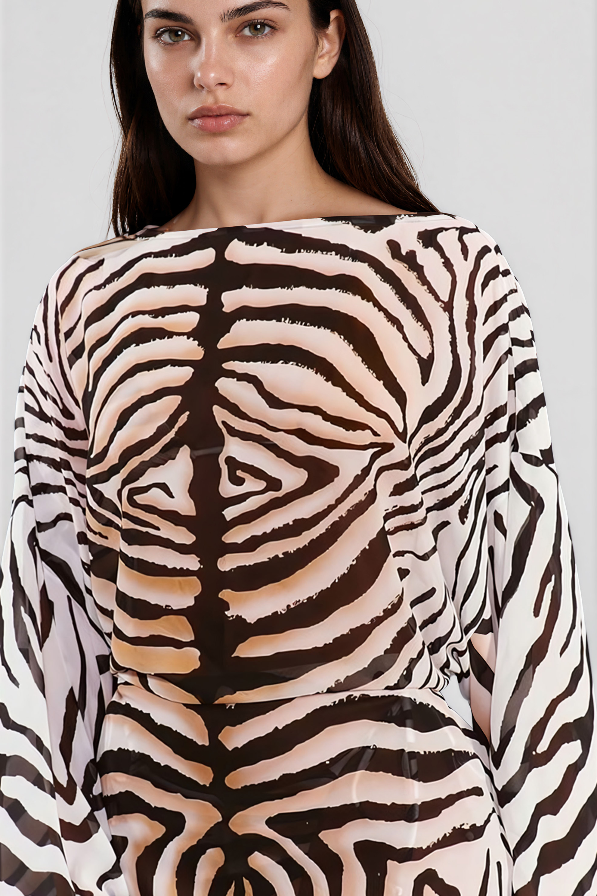 Kavin Zebra Print Mesh Mini Dress