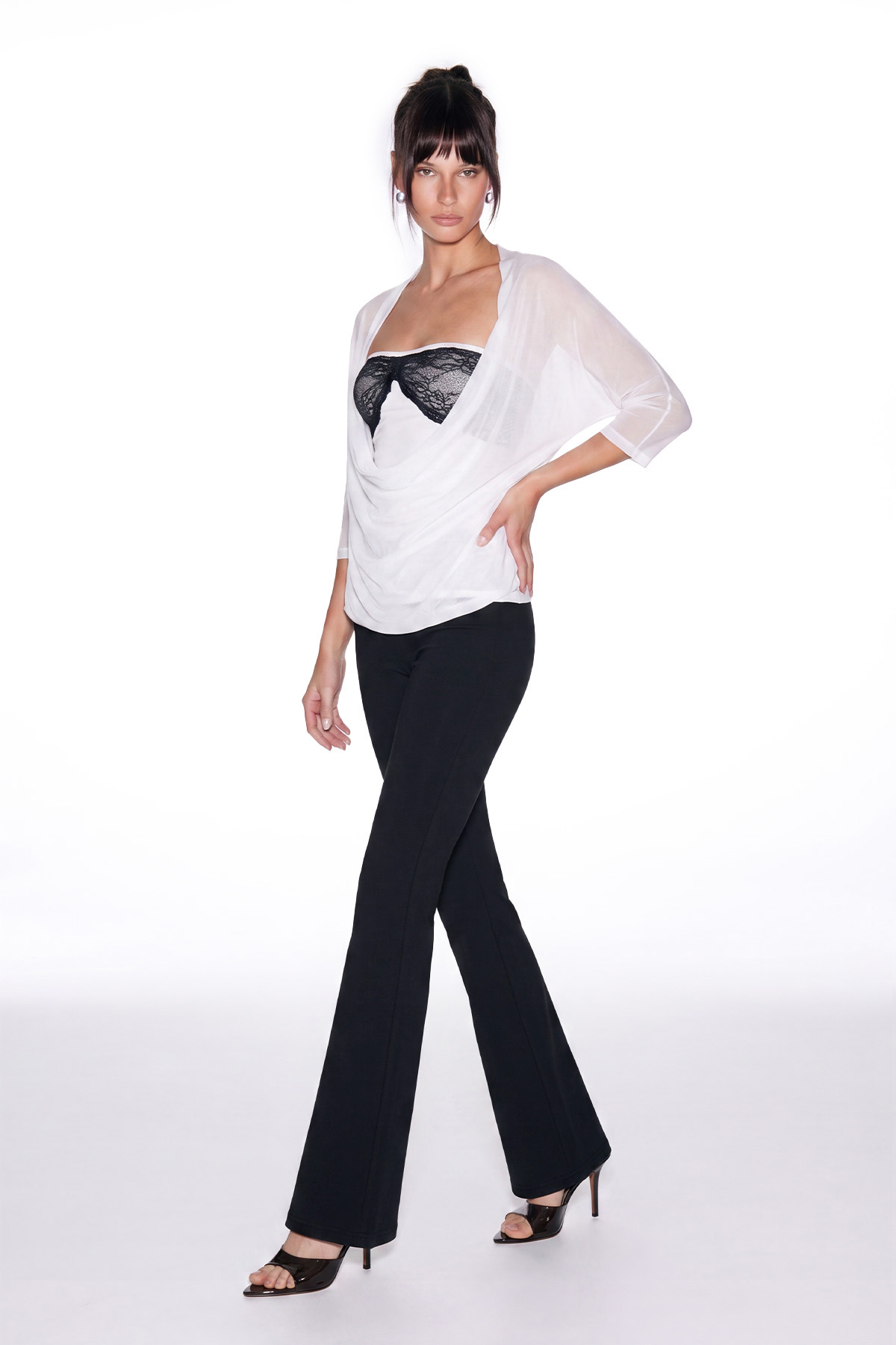 Kavindra Plunge Draped Lace Top