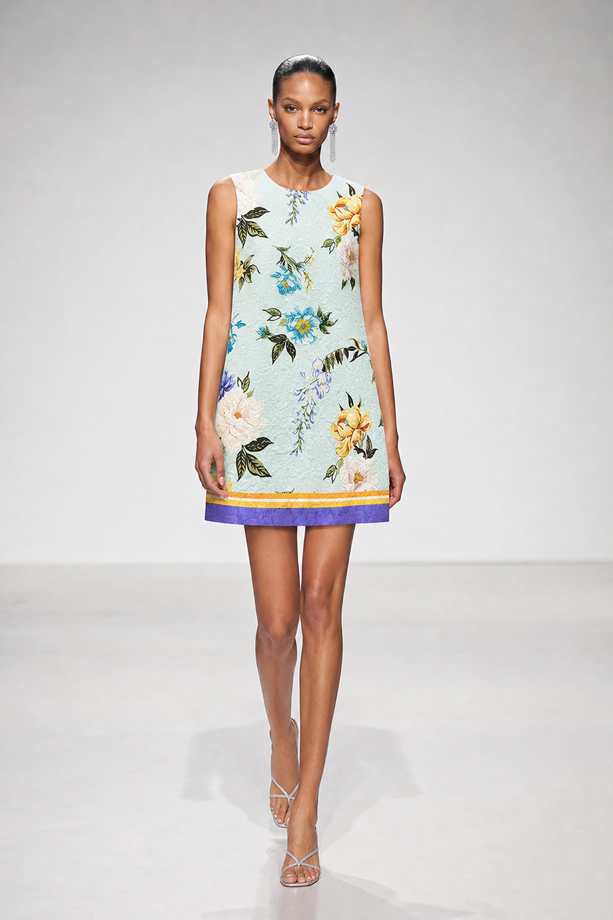 Kavita Embellished Sleeveless Floral Mini Dress