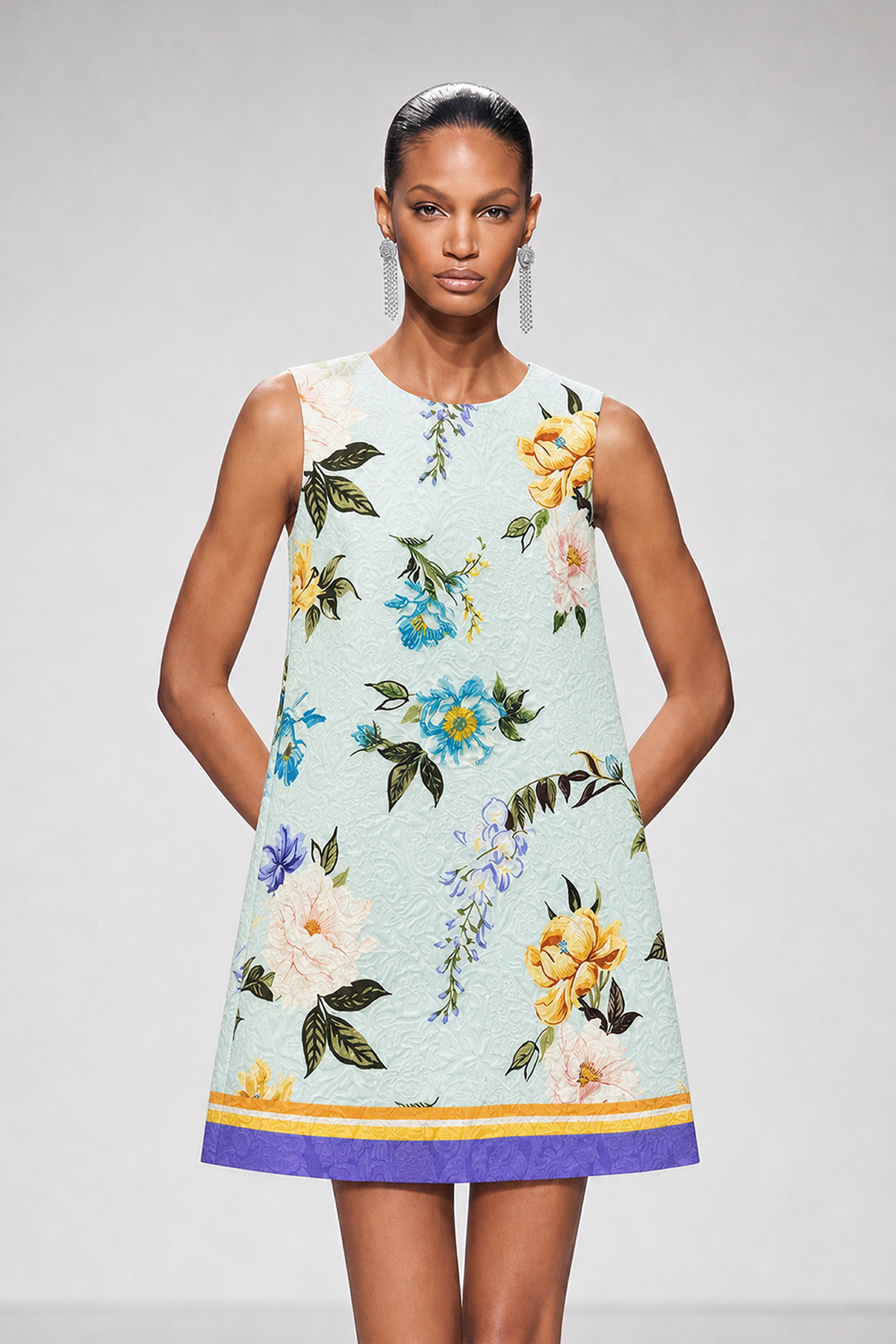 Kavita Embellished Sleeveless Floral Mini Dress