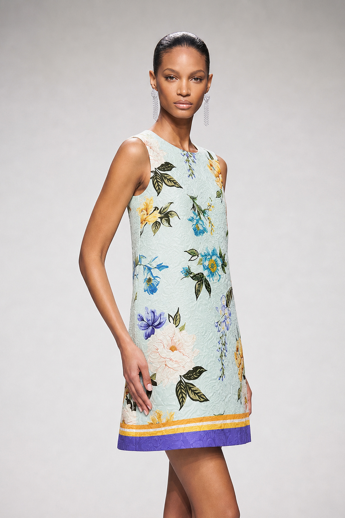 Kavita Embellished Sleeveless Floral Mini Dress