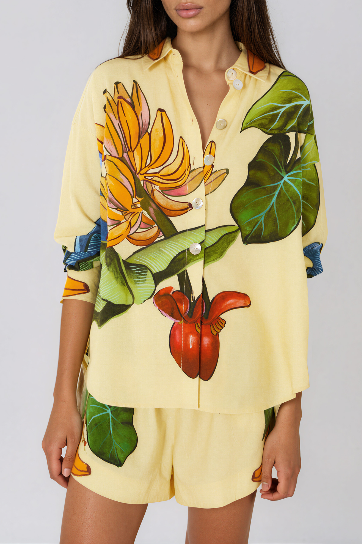 Kawai Long Sleeve Print Shorts Set