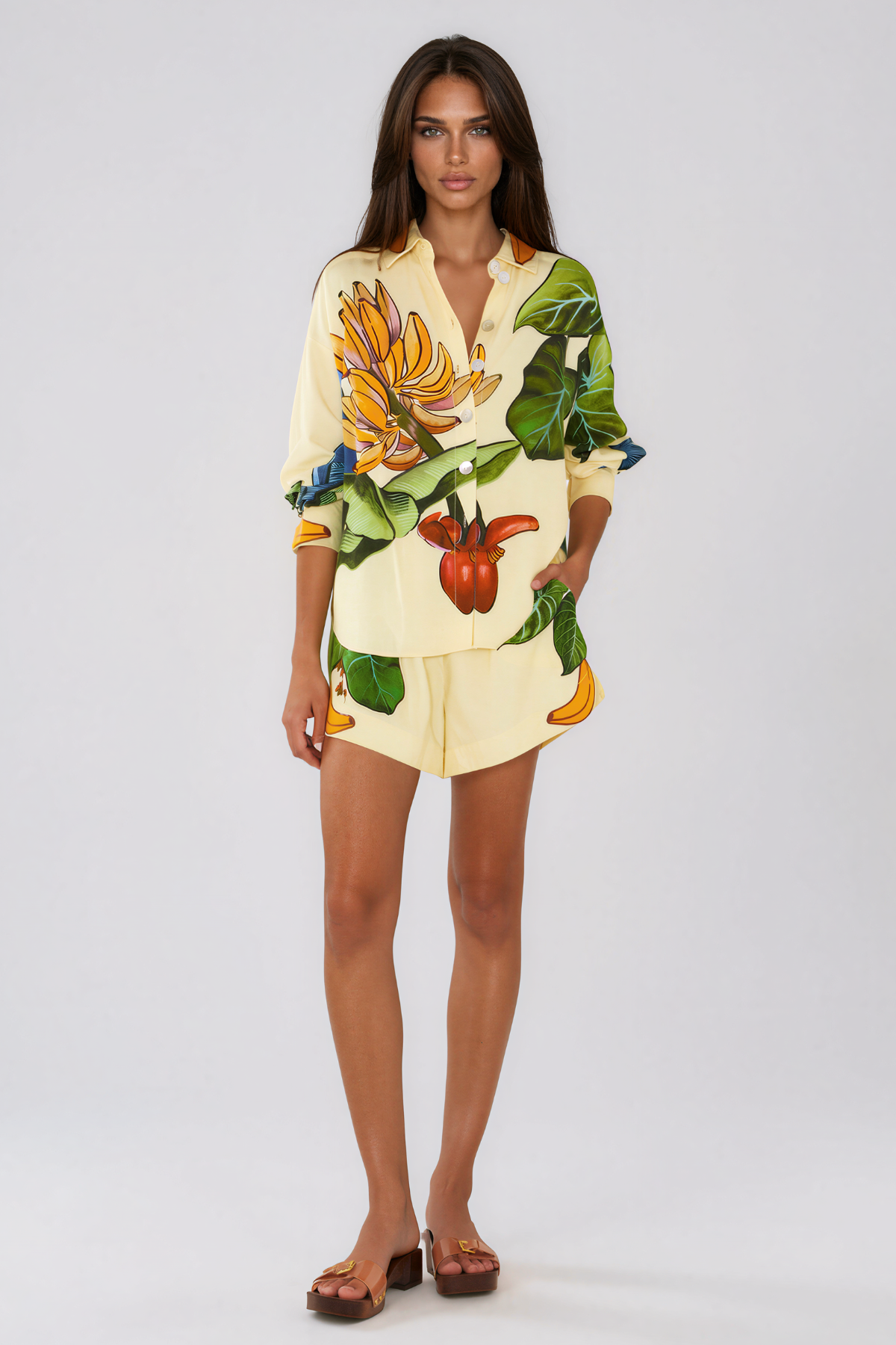 Kawai Long Sleeve Print Shorts Set