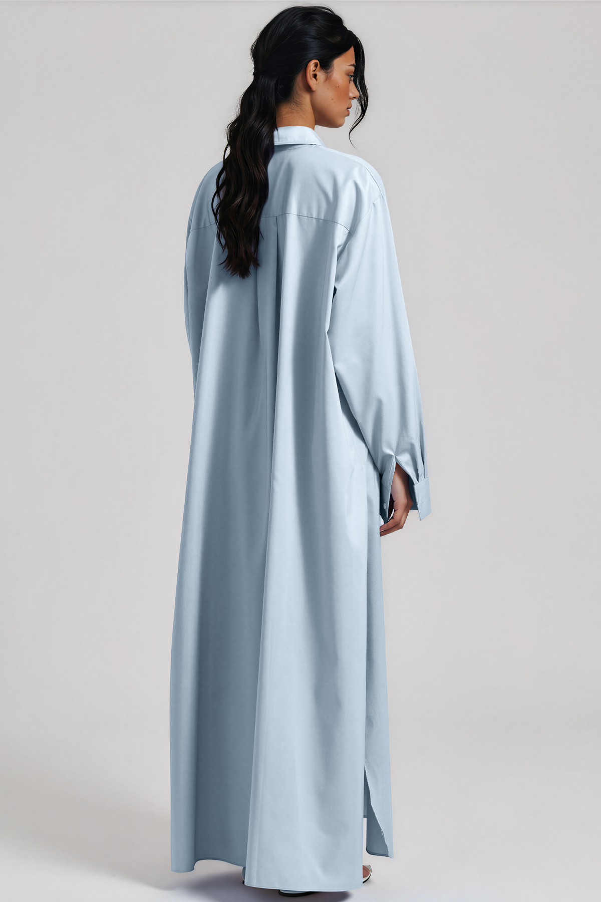Kawai Long Sleeve Split Maxi Shirt Dress