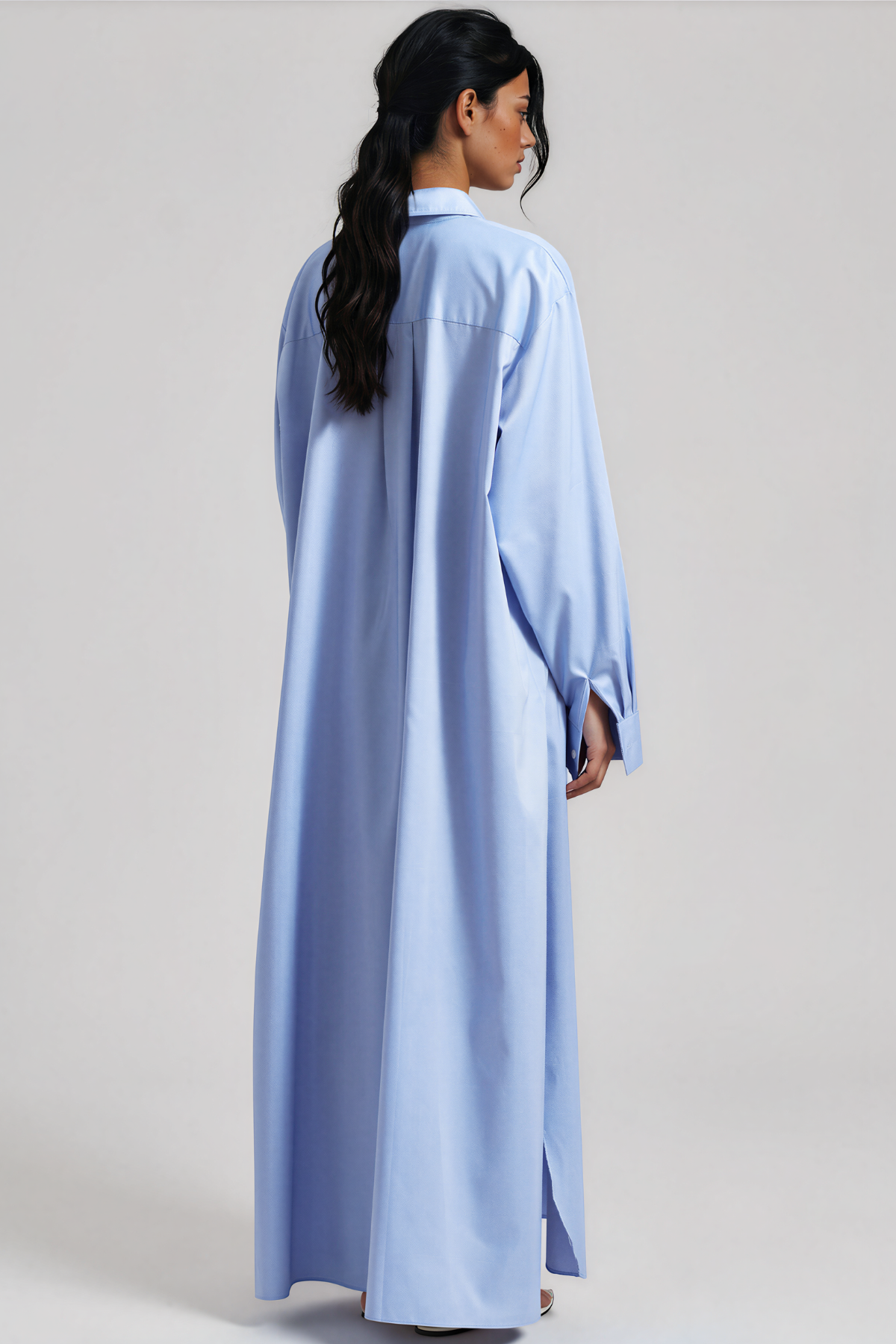 Kawai Long Sleeve Split Maxi Shirt Dress