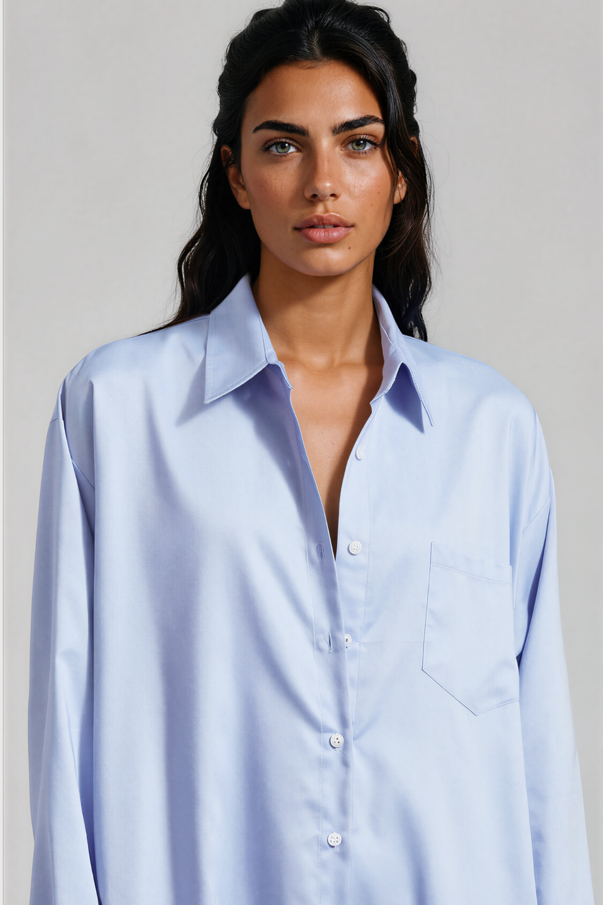 Kawai Long Sleeve Split Maxi Shirt Dress