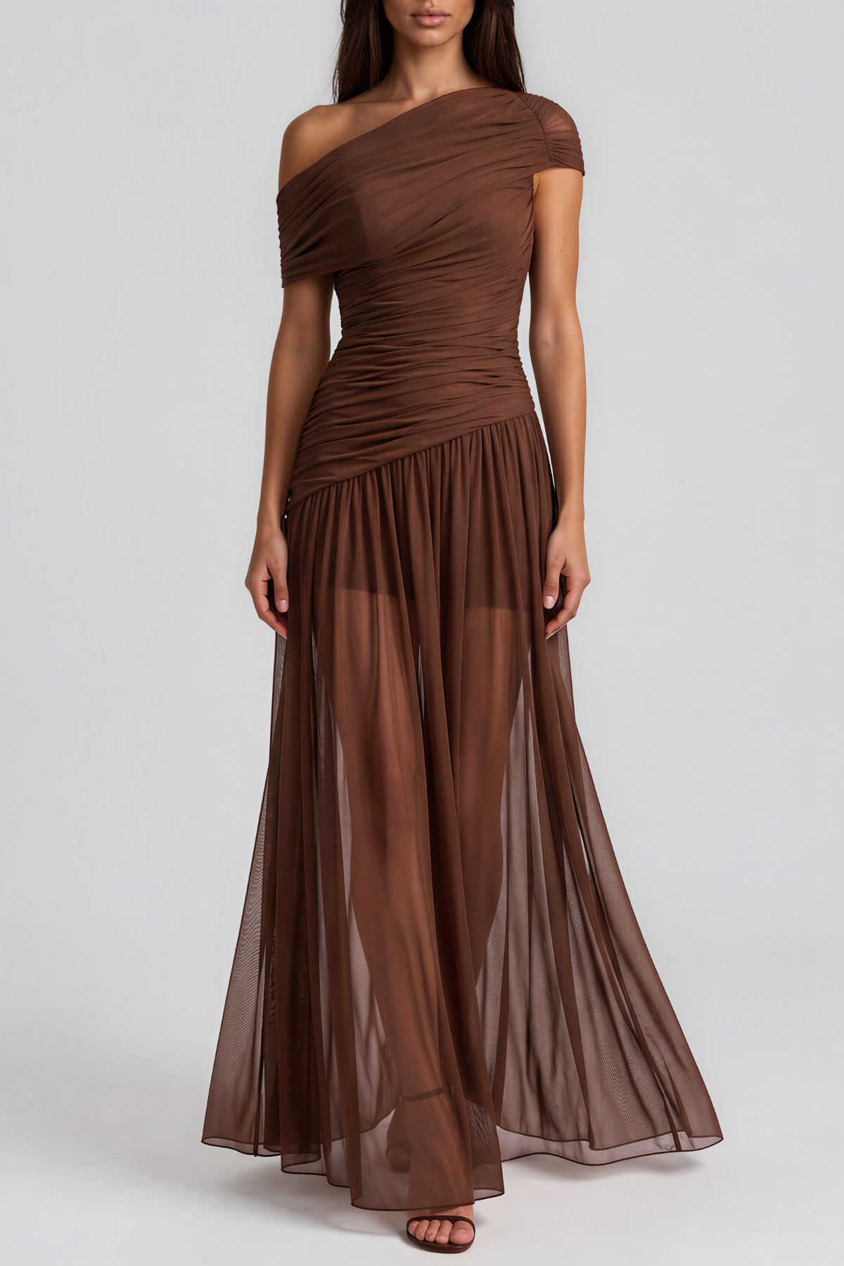 Kawelo One Shoulder Ruch Maxi Dress
