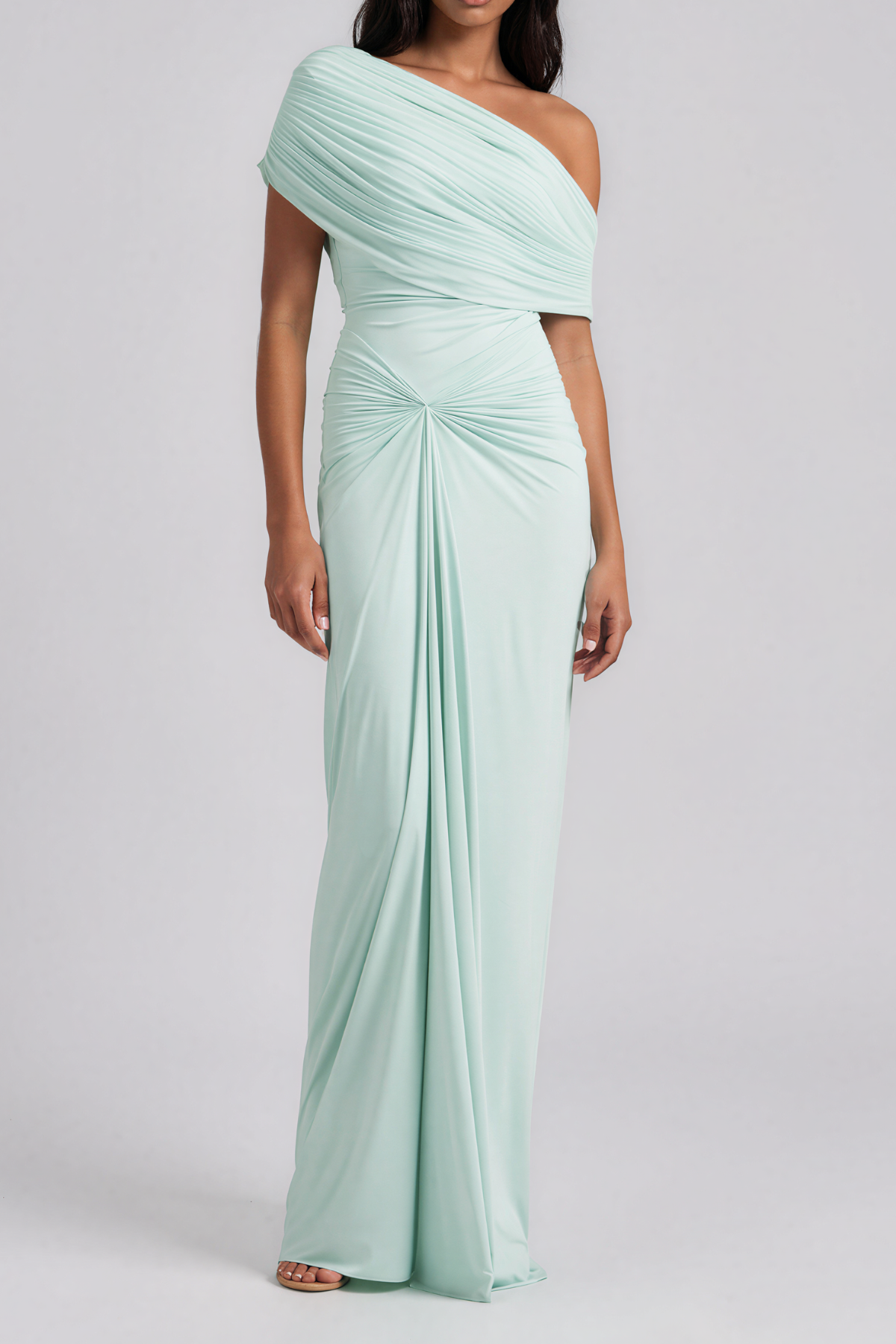 Kawelo One Shoulder Ruch Maxi Dress