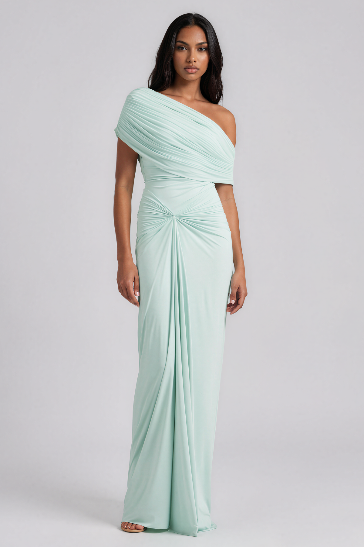 Kawelo One Shoulder Ruch Maxi Dress