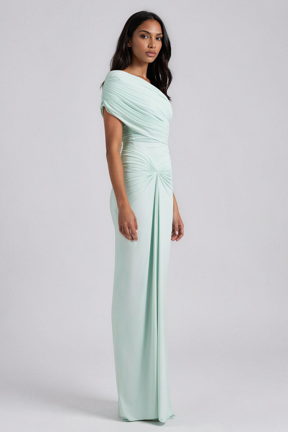 Kawelo One Shoulder Ruch Maxi Dress