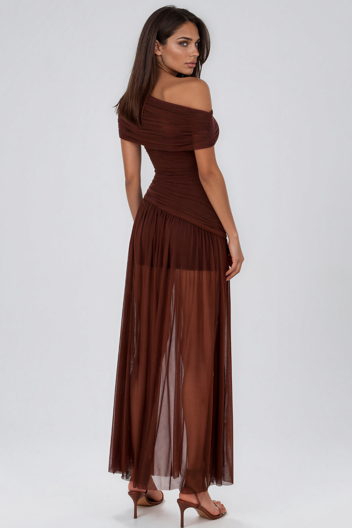 Kawelo One Shoulder Ruch Maxi Dress