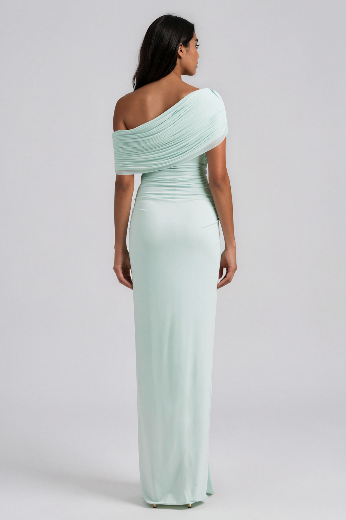 Kawelo One Shoulder Ruch Maxi Dress