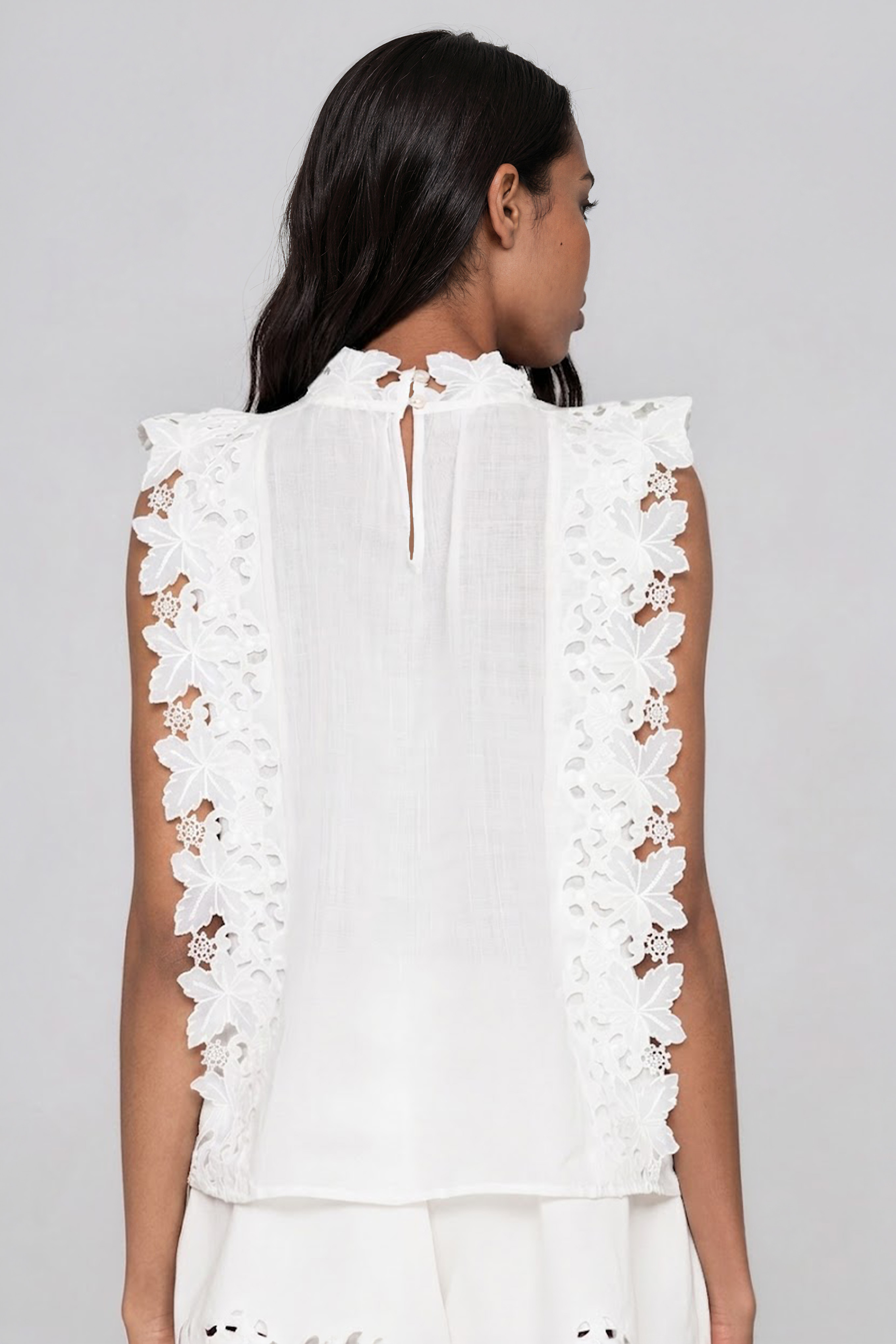 Kay Sleeveless Floral Embroidered Top
