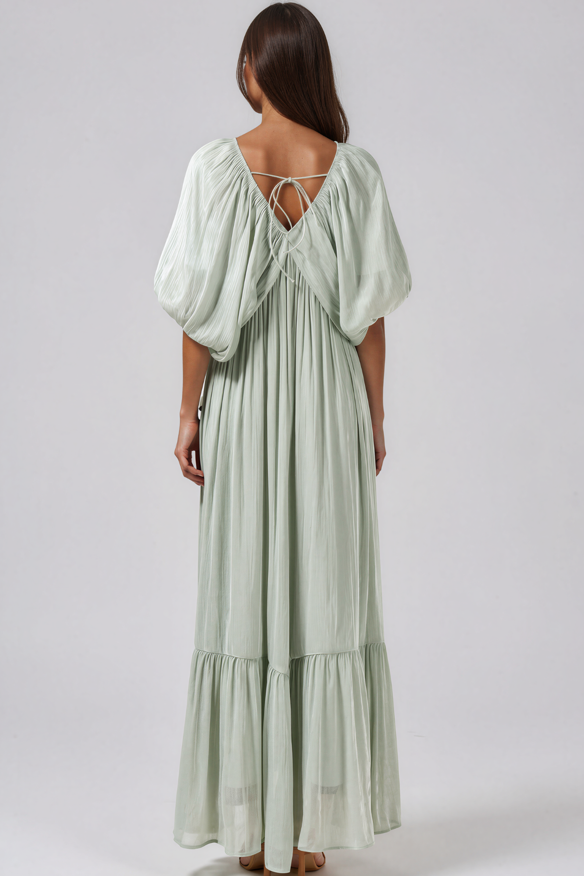 Kayanna V Neck Draped Flower Maxi Dress