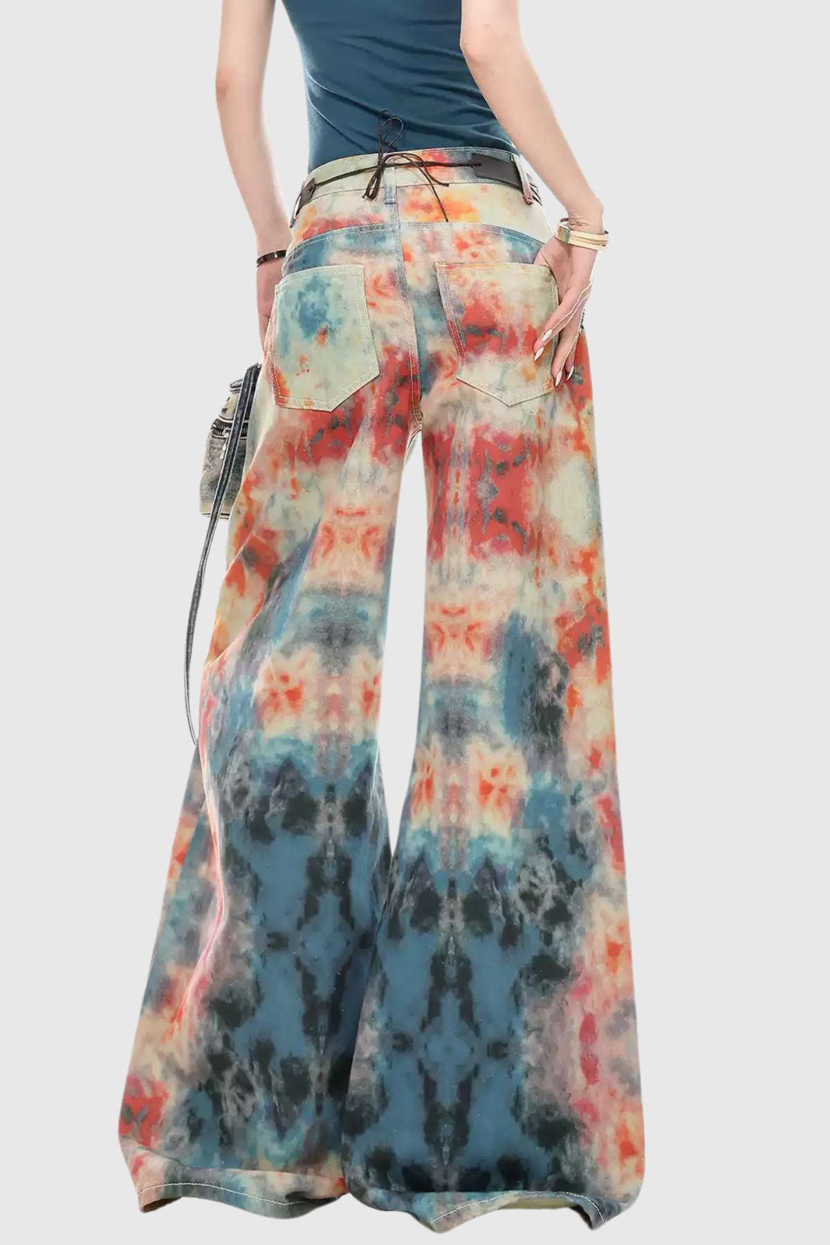 Kaybella Tie Dye Barrel Jeans