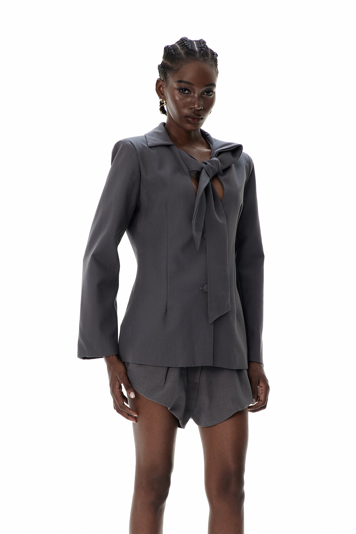 Kaydence Lace Up V Neck Blazer