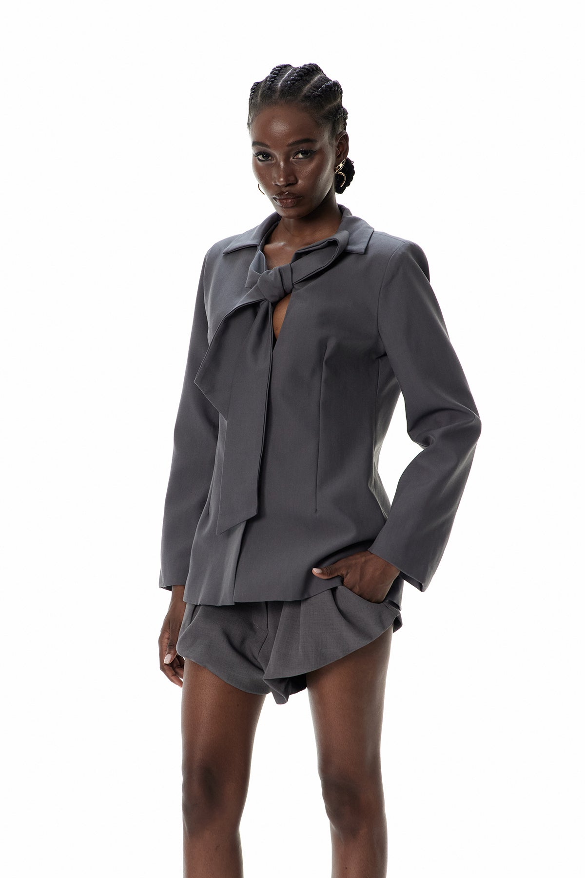 Kaydence Lace Up V Neck Blazer