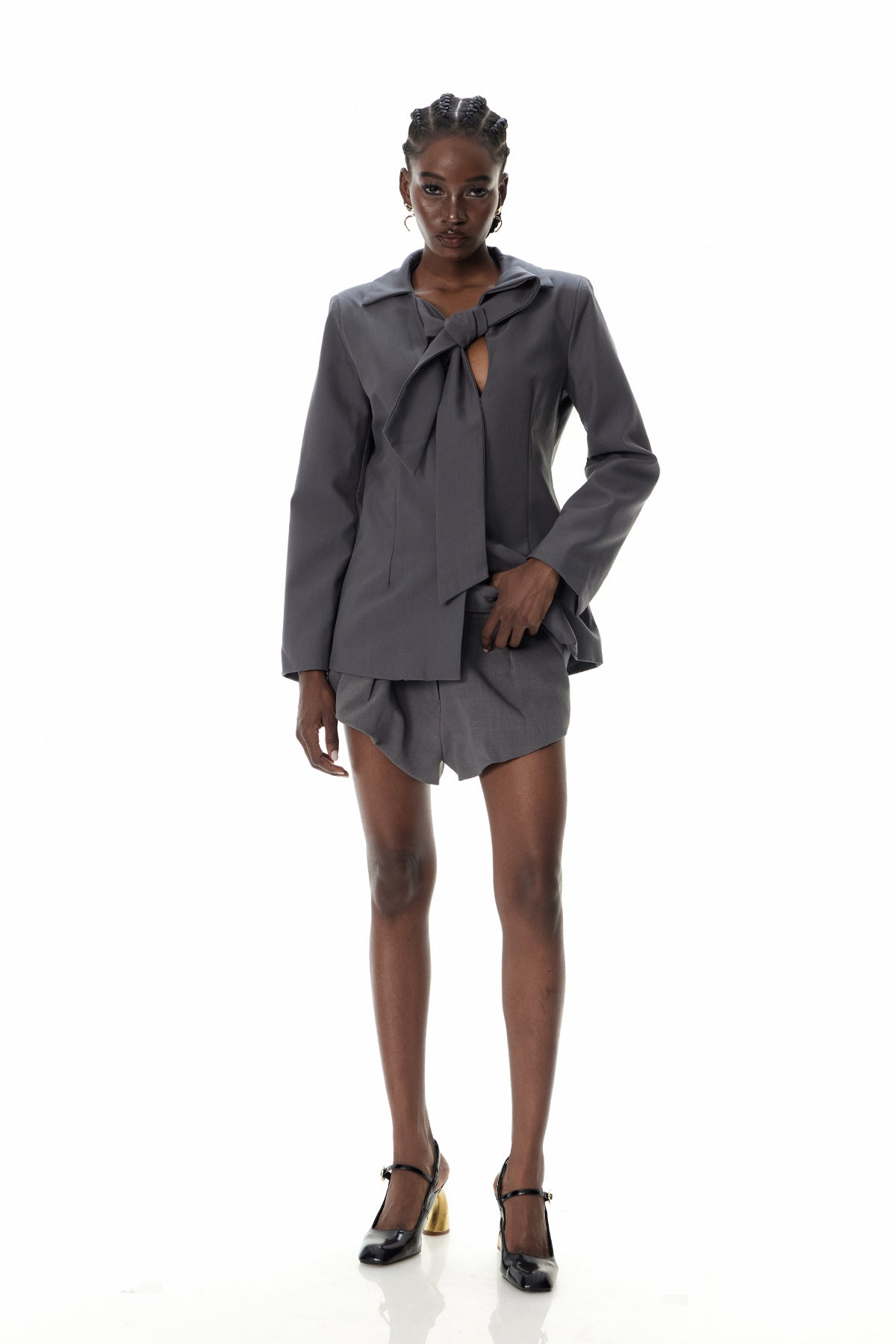 Kaydence Lace Up V Neck Blazer