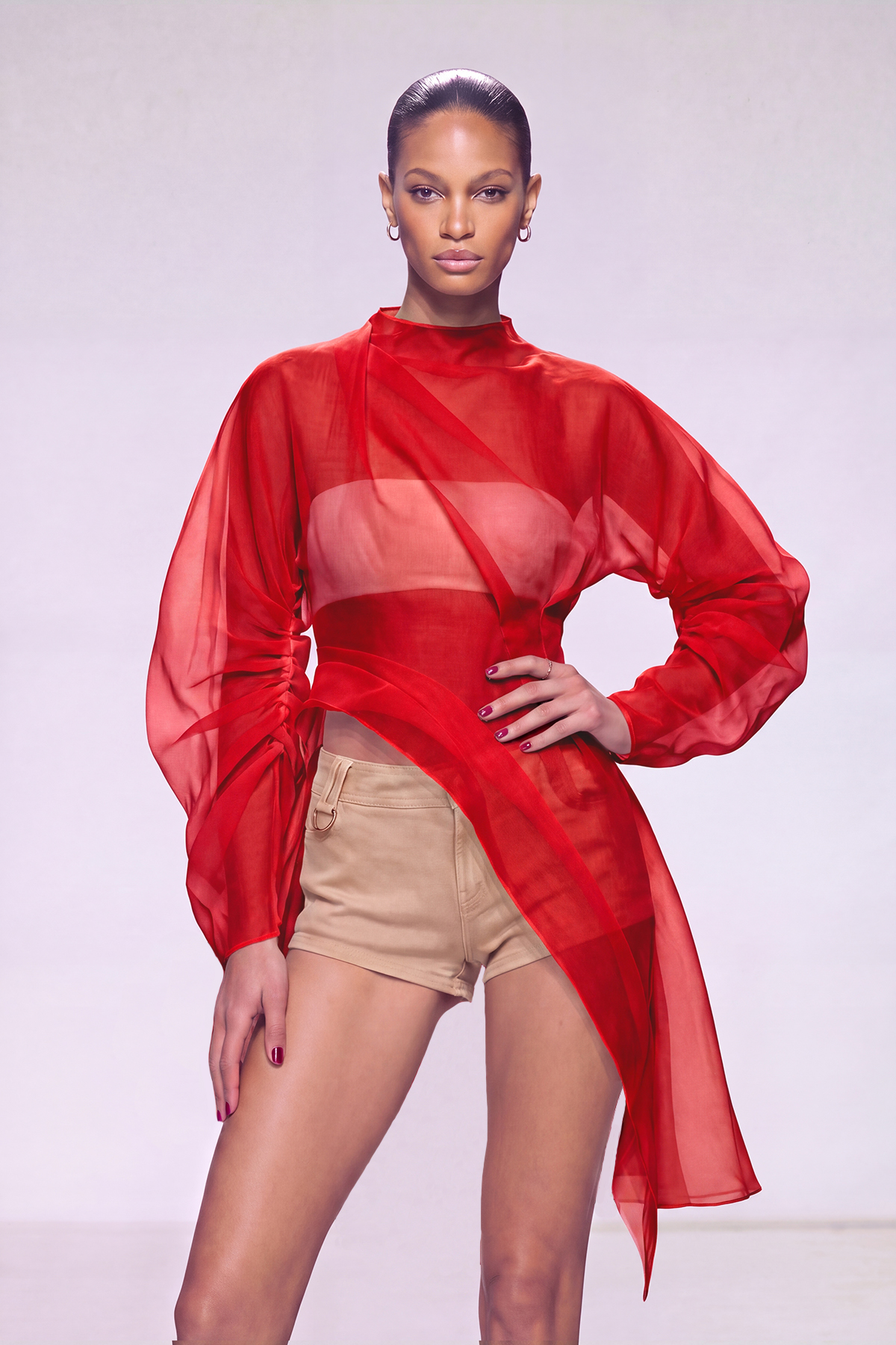 Kayla Mesh Ruch Top In Red
