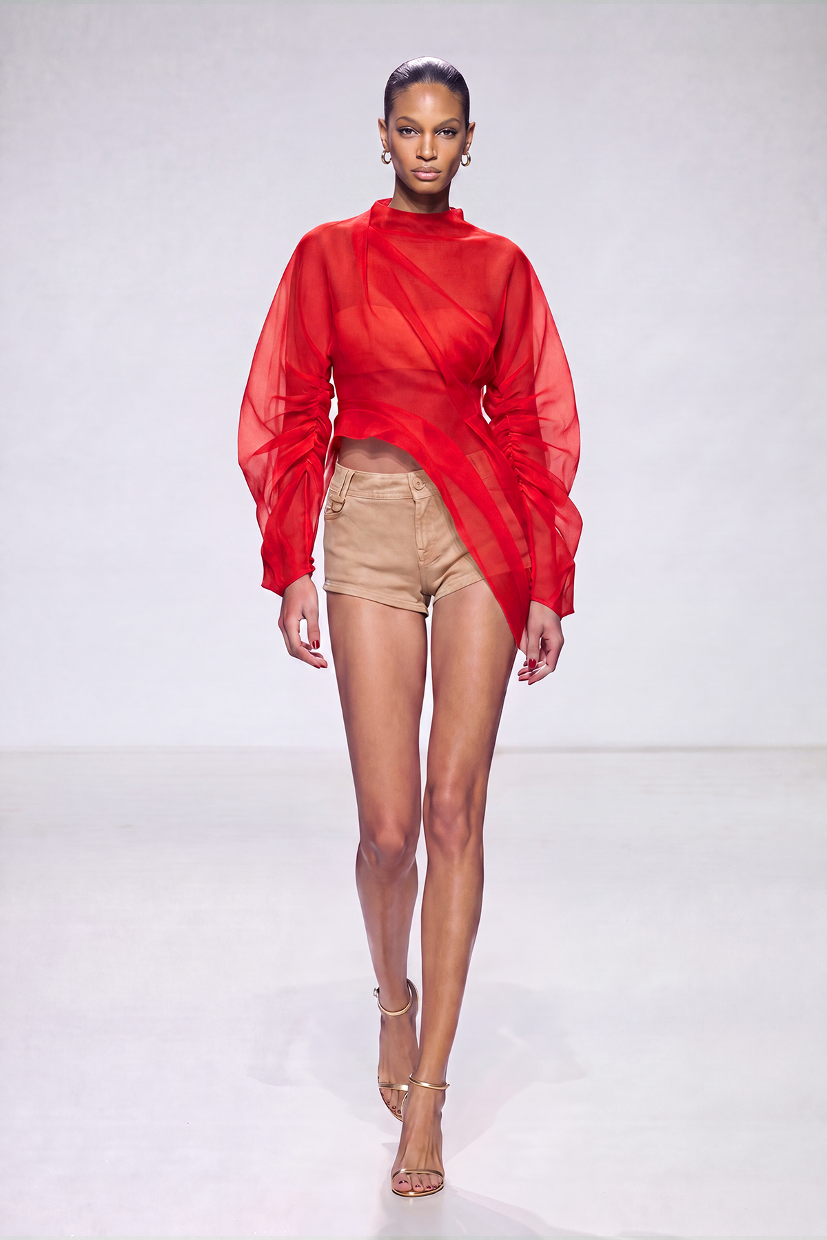 Kayla Mesh Ruch Top In Red