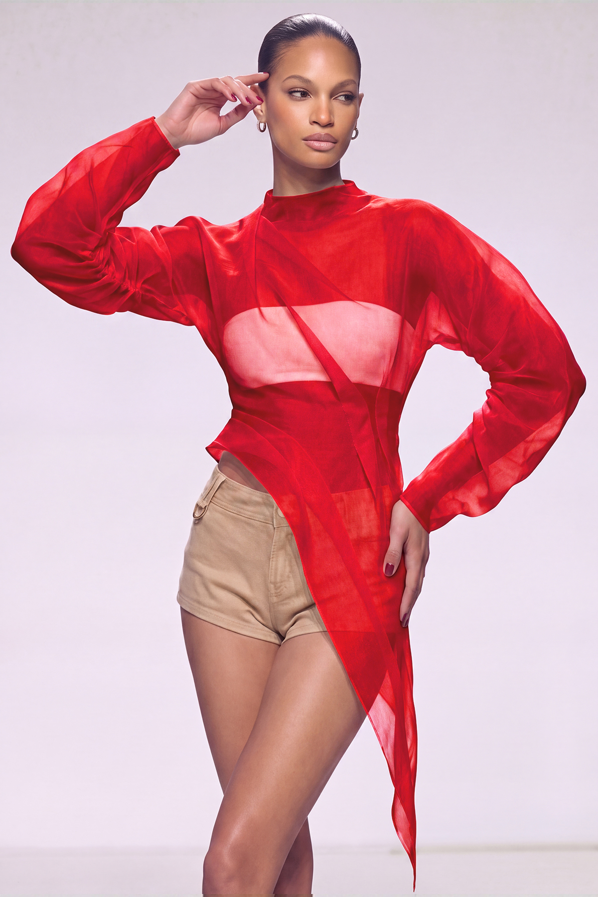 Kayla Mesh Ruch Top In Red