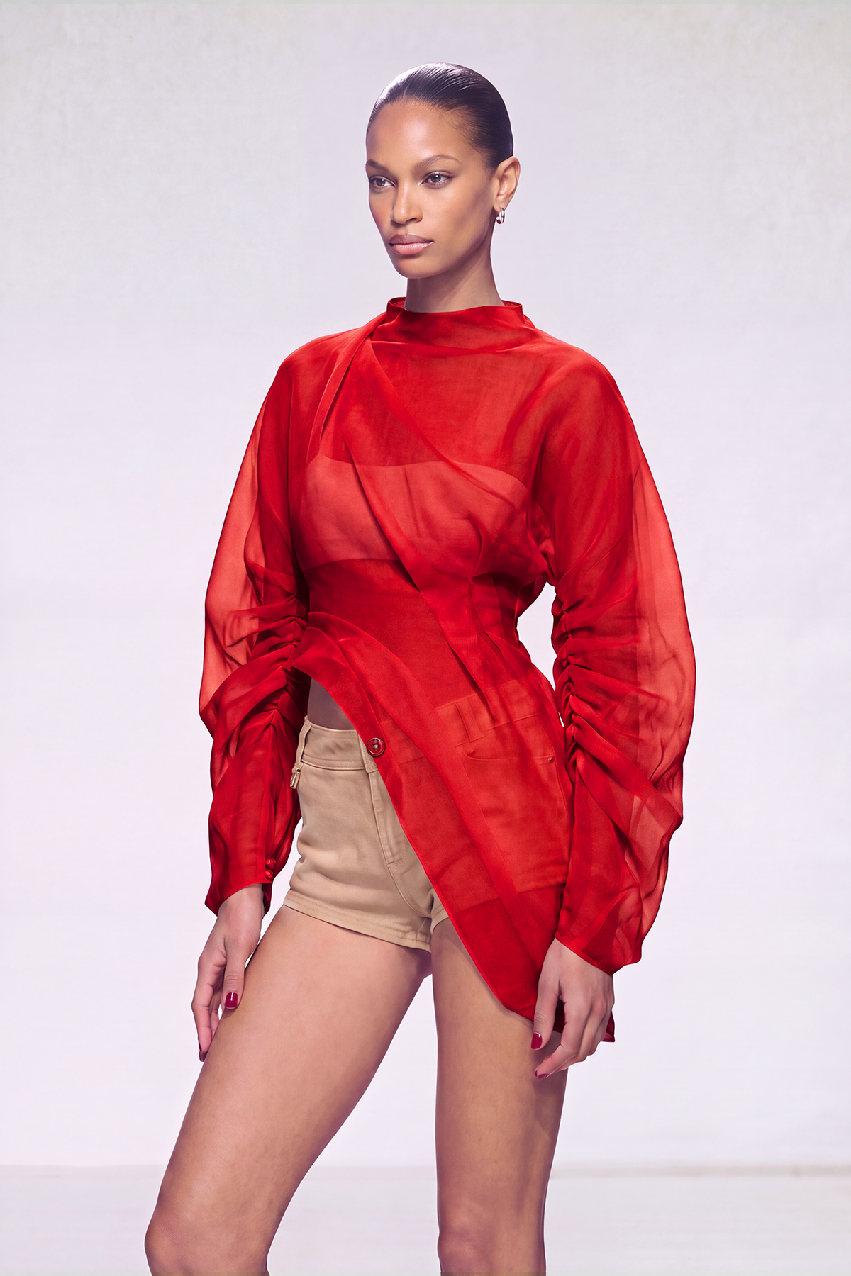 Kayla Mesh Ruch Top In Red