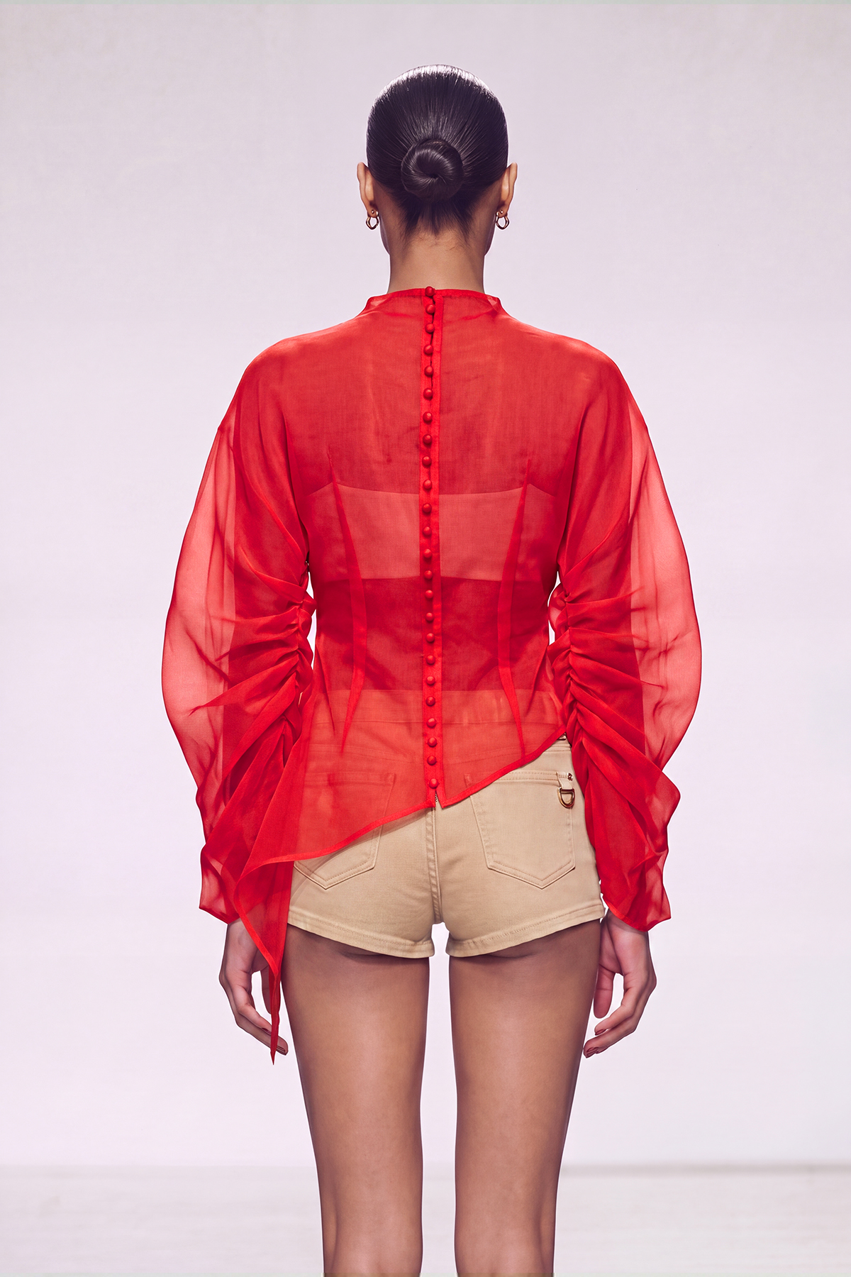 Kayla Mesh Ruch Top In Red