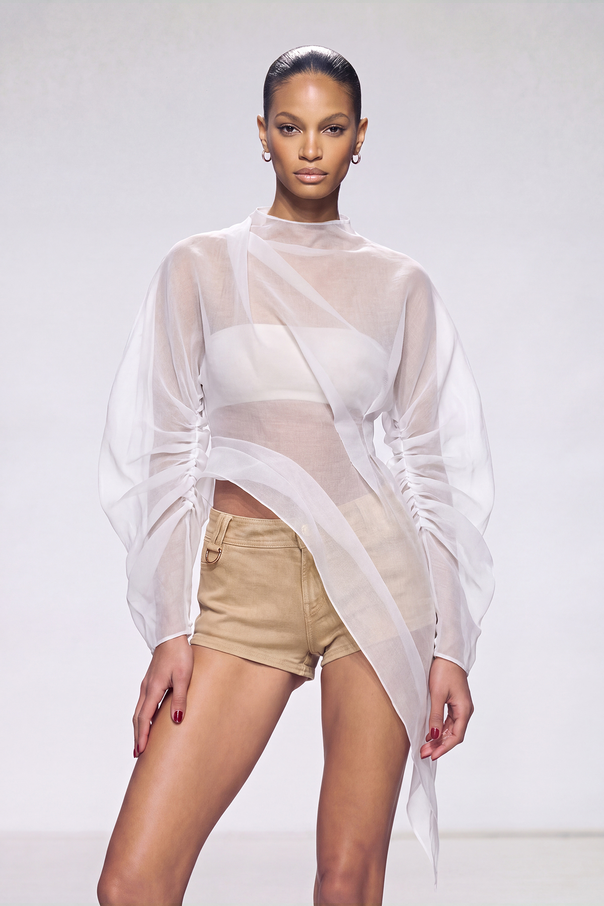 Kayla Mesh Ruch Top In White