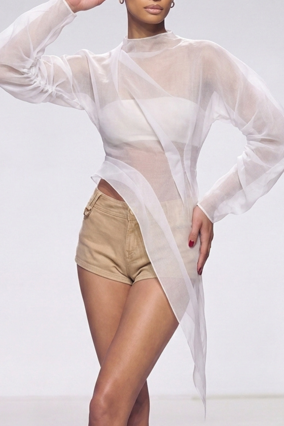 Kayla Mesh Ruch Top In White