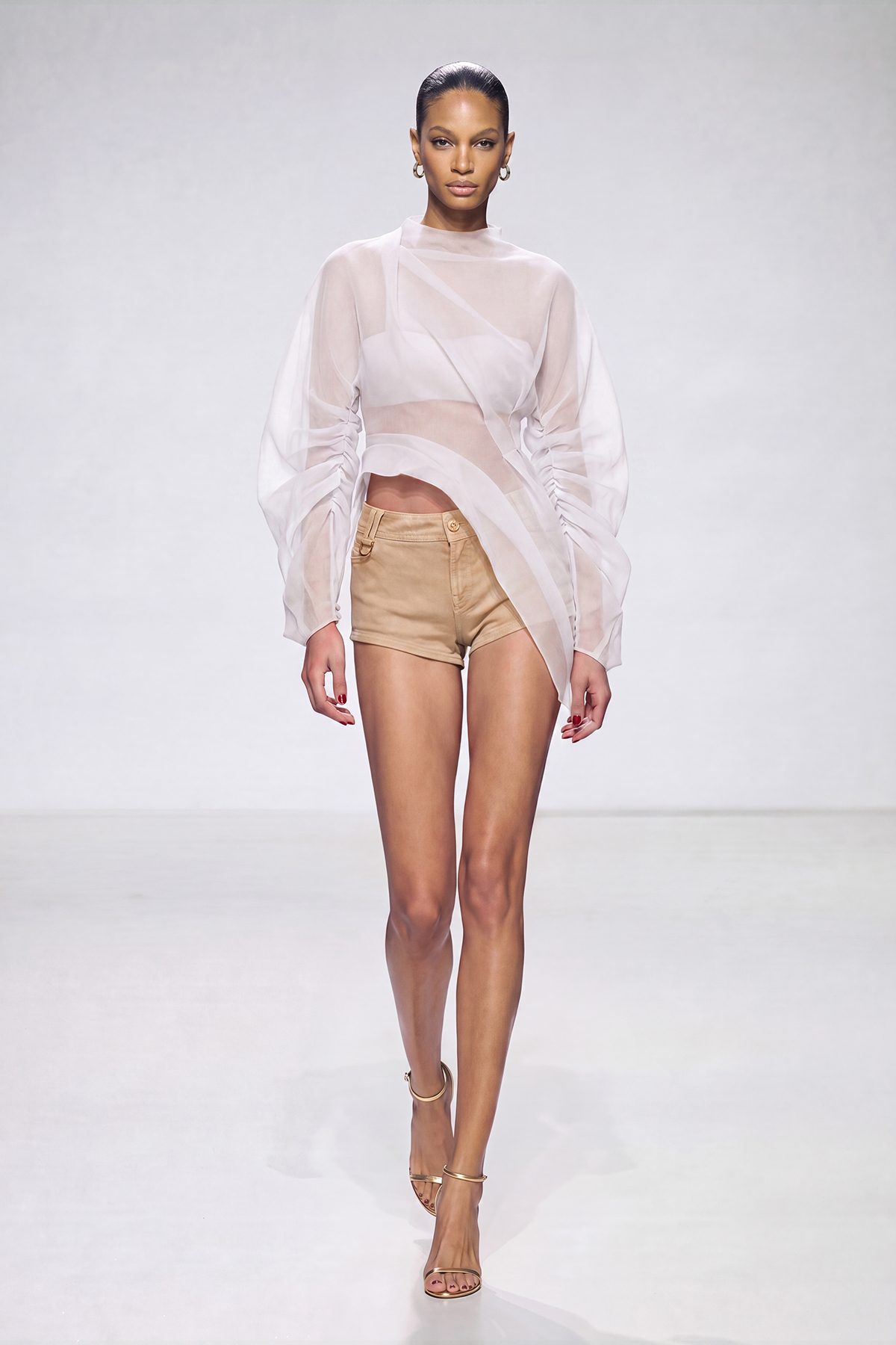 Kayla Mesh Ruch Top In White
