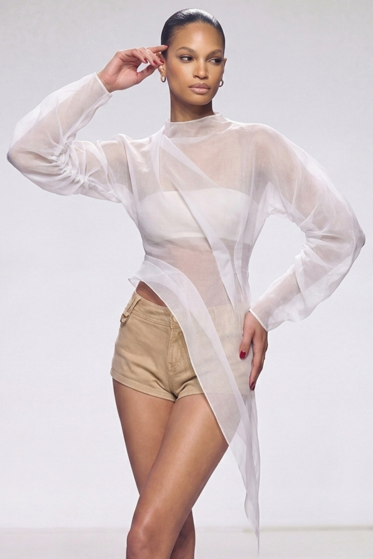 Kayla Mesh Ruch Top In White