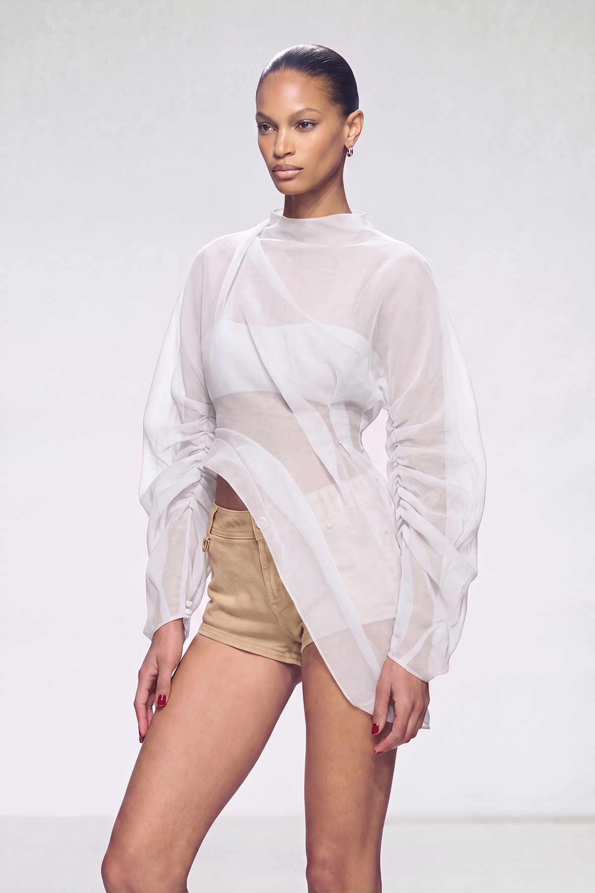 Kayla Mesh Ruch Top In White